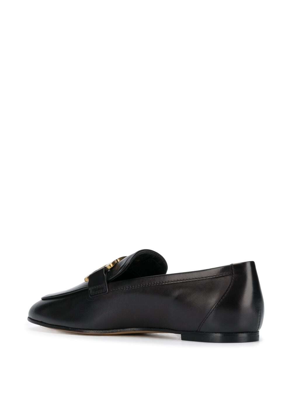 Shop Tod's Flat Chain Black Leather Loafers Tods Woman