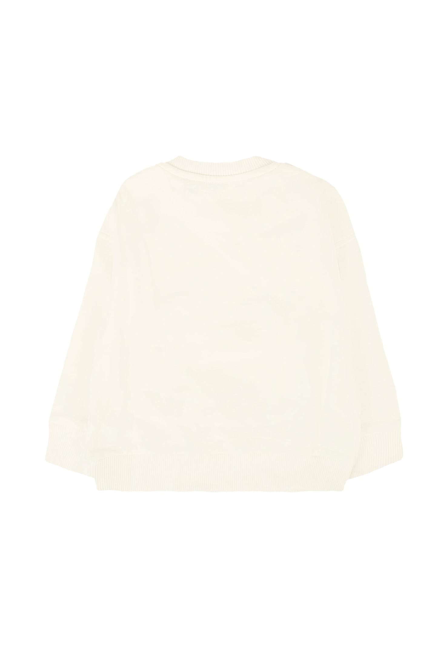 Moschino Ivory Sweatshirt For Babykids With Logo In Neutral