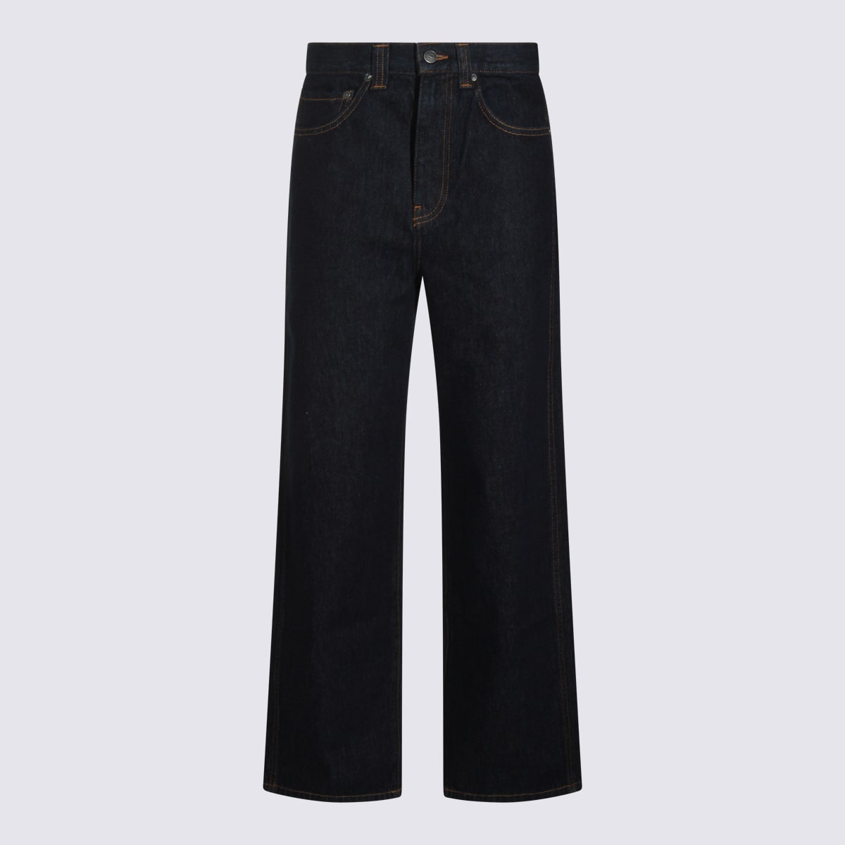 Khaite Dark Blue Cotton Jeans In Black