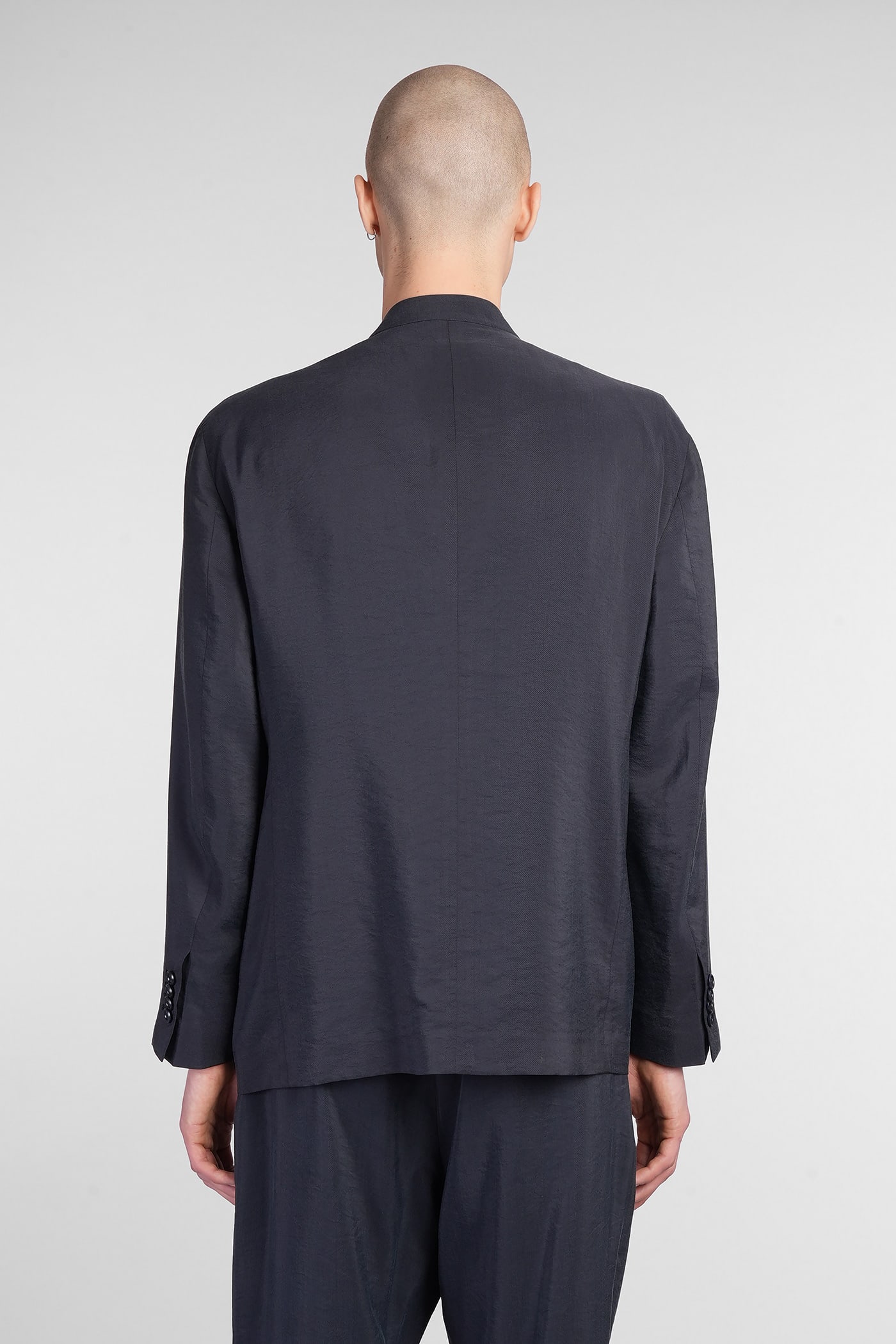 Giorgio Armani Blazer In Blue Silk In Blue