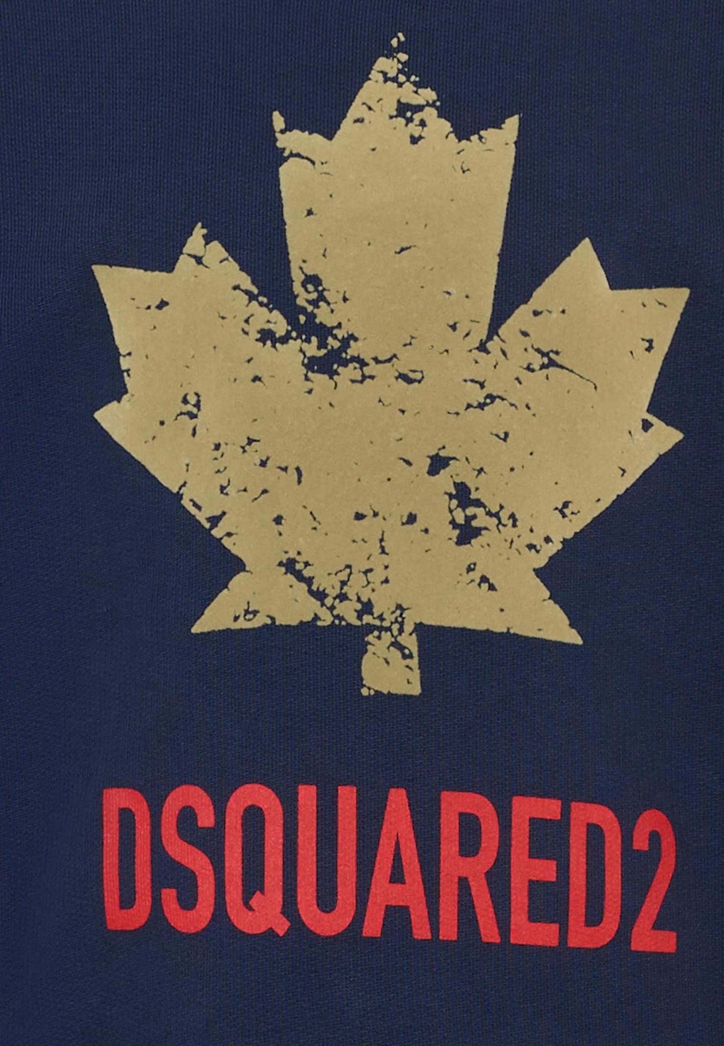 Dsquared2 Blue Sweatshirt For Boy With Maple Leaf In Blue