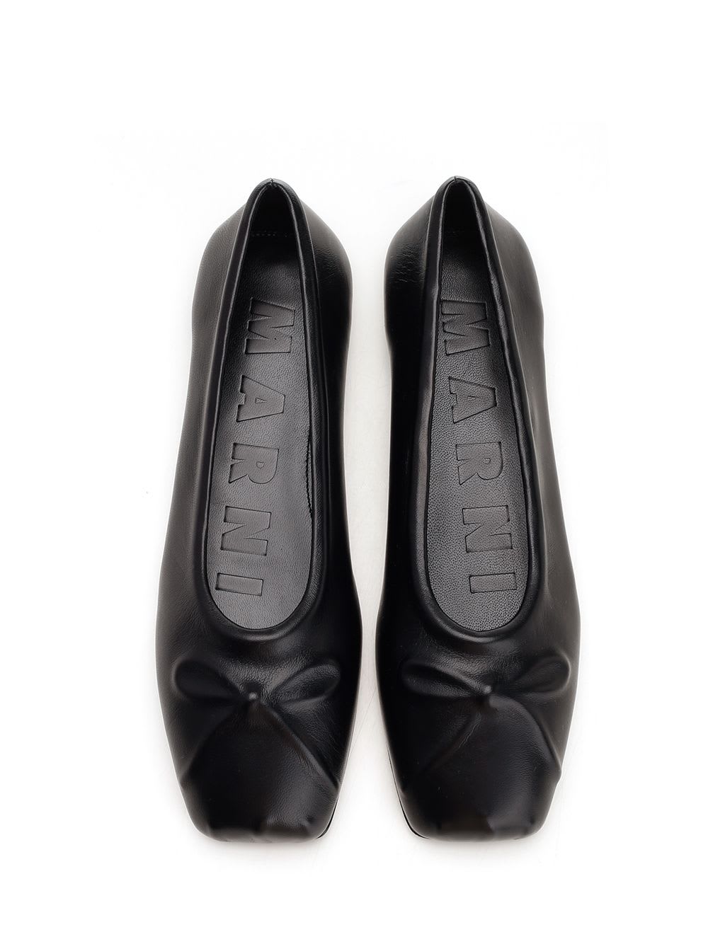 Shop Marni Little Bow Ballerinas In Black