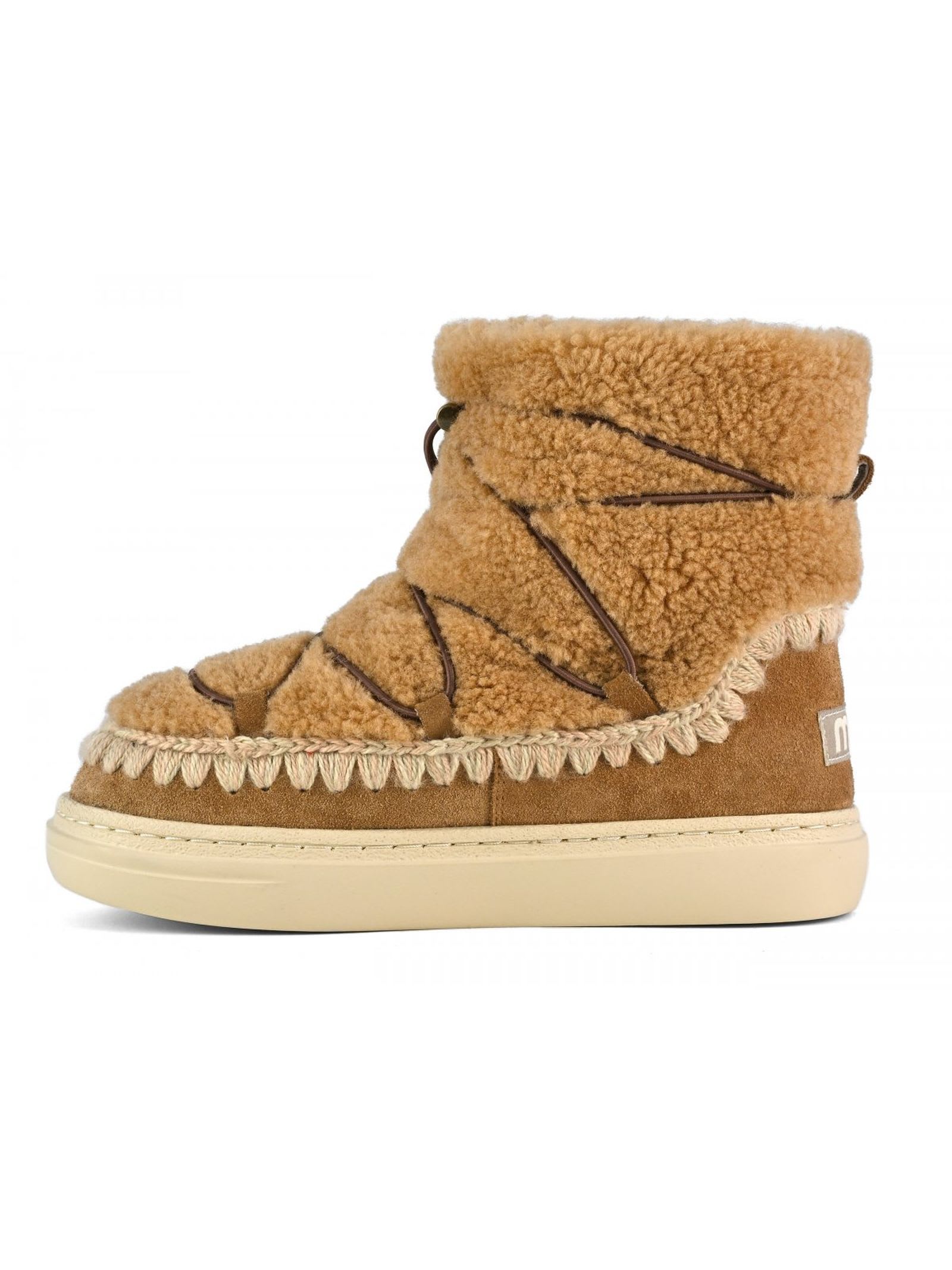 Shop Mou Cognac Eskimo Sneaker Bold Scoubidoo Lace In Brown