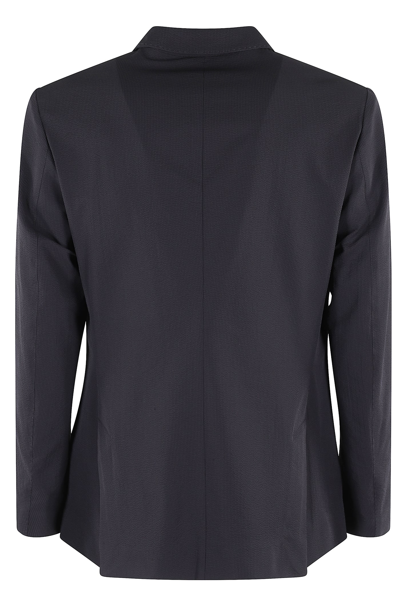 Herno Seersucker Technical Stretch Jacket With Classic Notched Collar In Blue