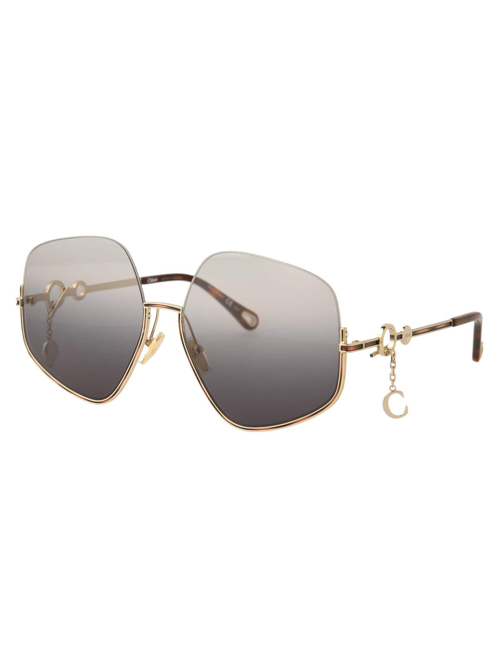 Shop Chloé Ch0068s Sunglasses In 001 Gold Gold Blue