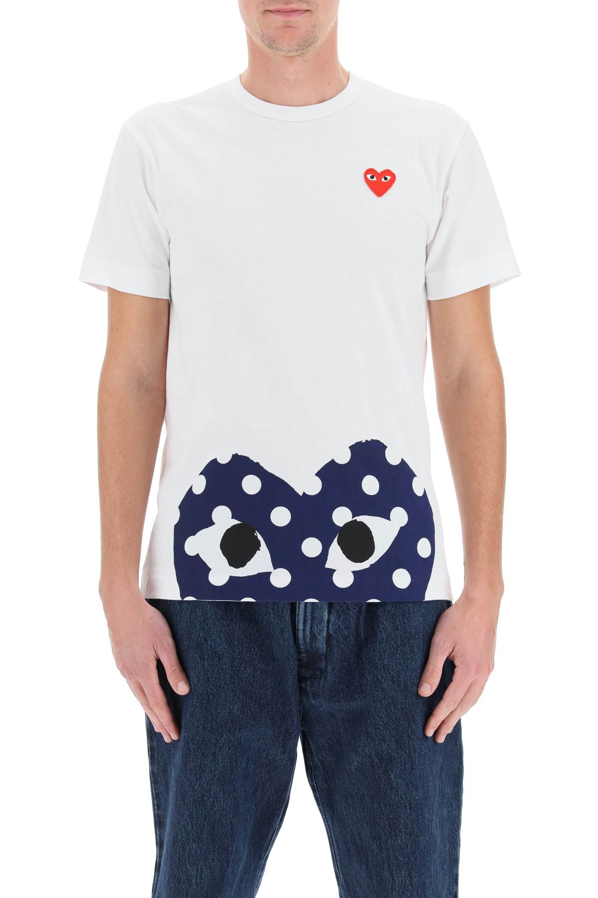 Shop Comme Des Garçons Play Heart Polka Dot T-shirt In White (white)