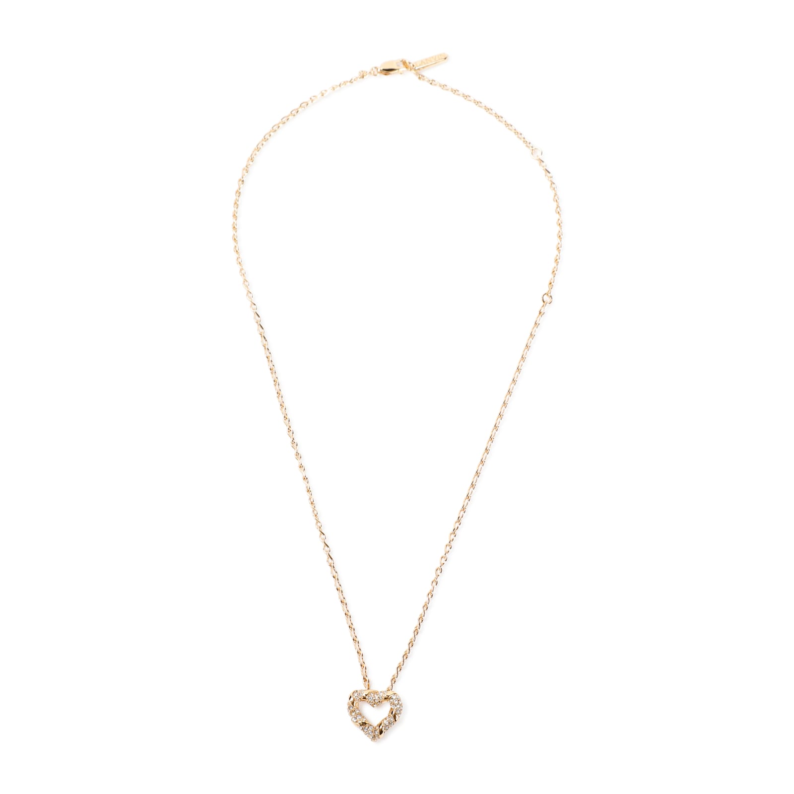 Shop Lanvin Melodie Heart Necklace In Gold Crystal