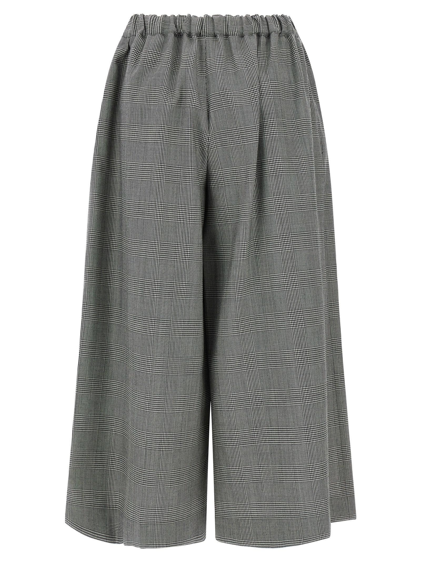 Comme Des Garçons Checked Wool Trousers Wide Leg In Gray