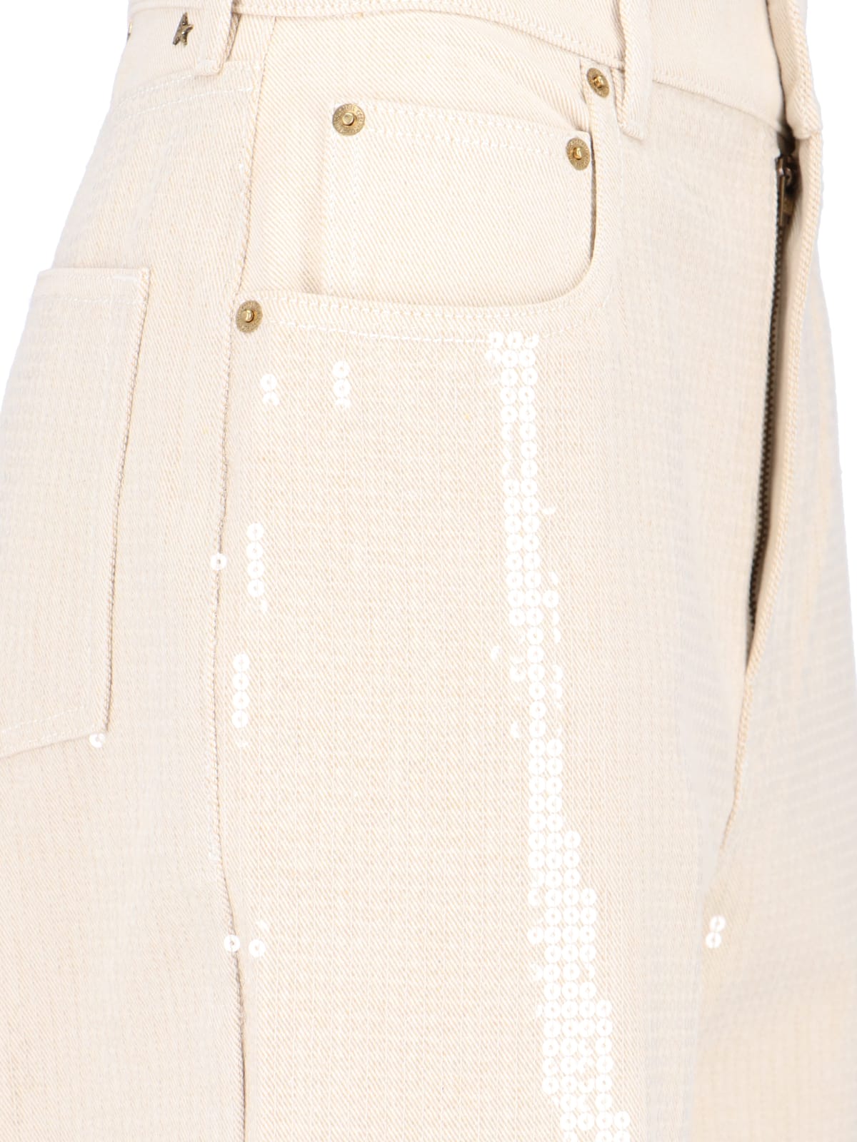 Golden Goose Wide Jeans With Sequins In White