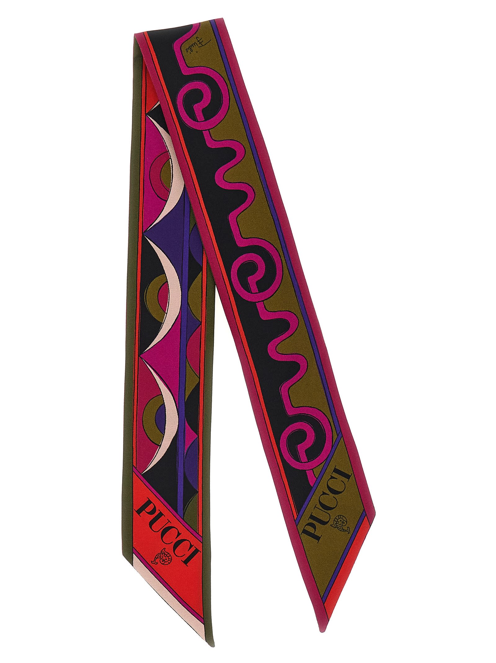 Pucci Square Silk Twill Scarf With Bold Patterns In Multi