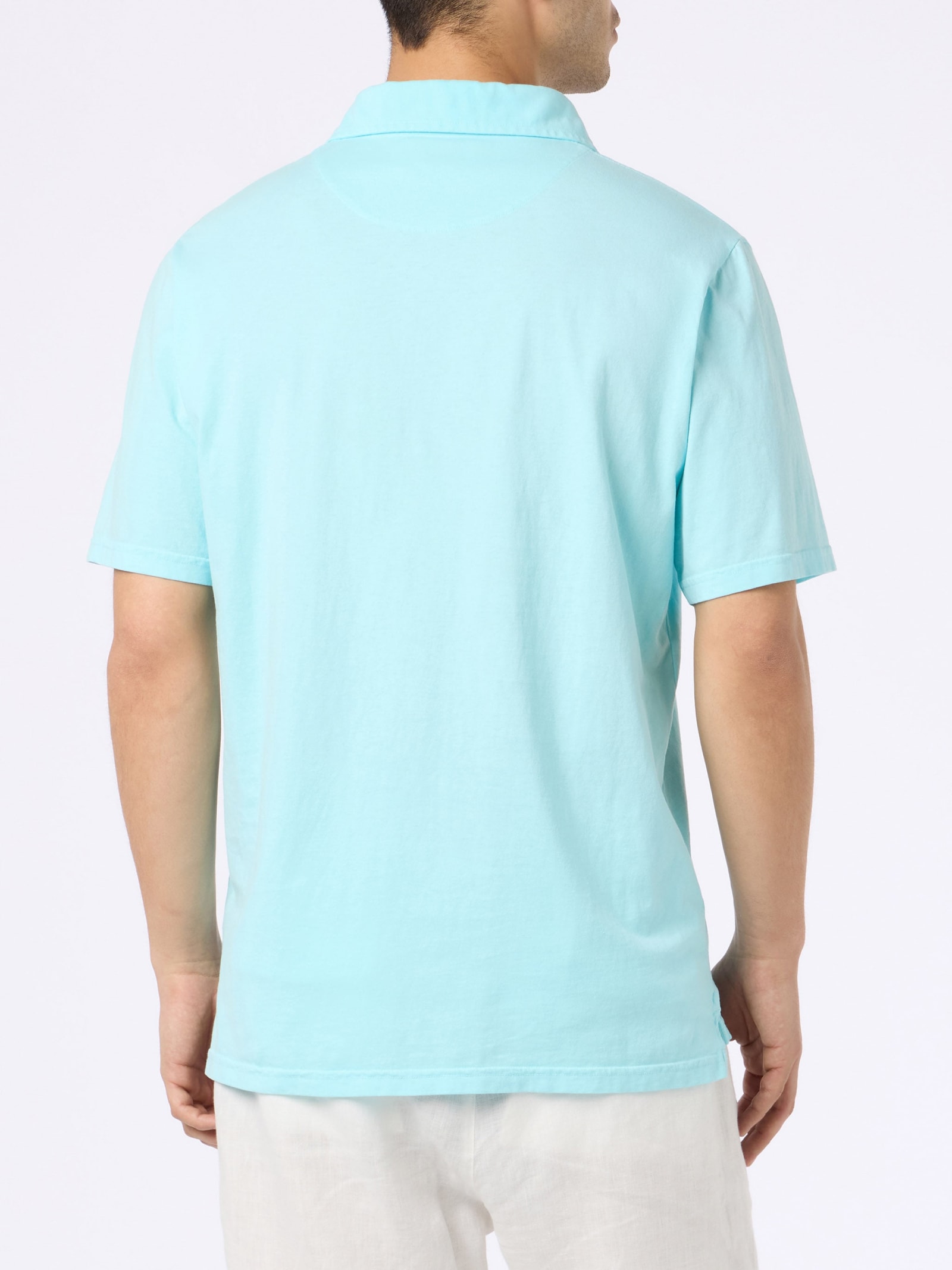 MC2 SAINT BARTH MAN WATER GREEN COTTON JERSEY POLO SHIRT BRIGHTON