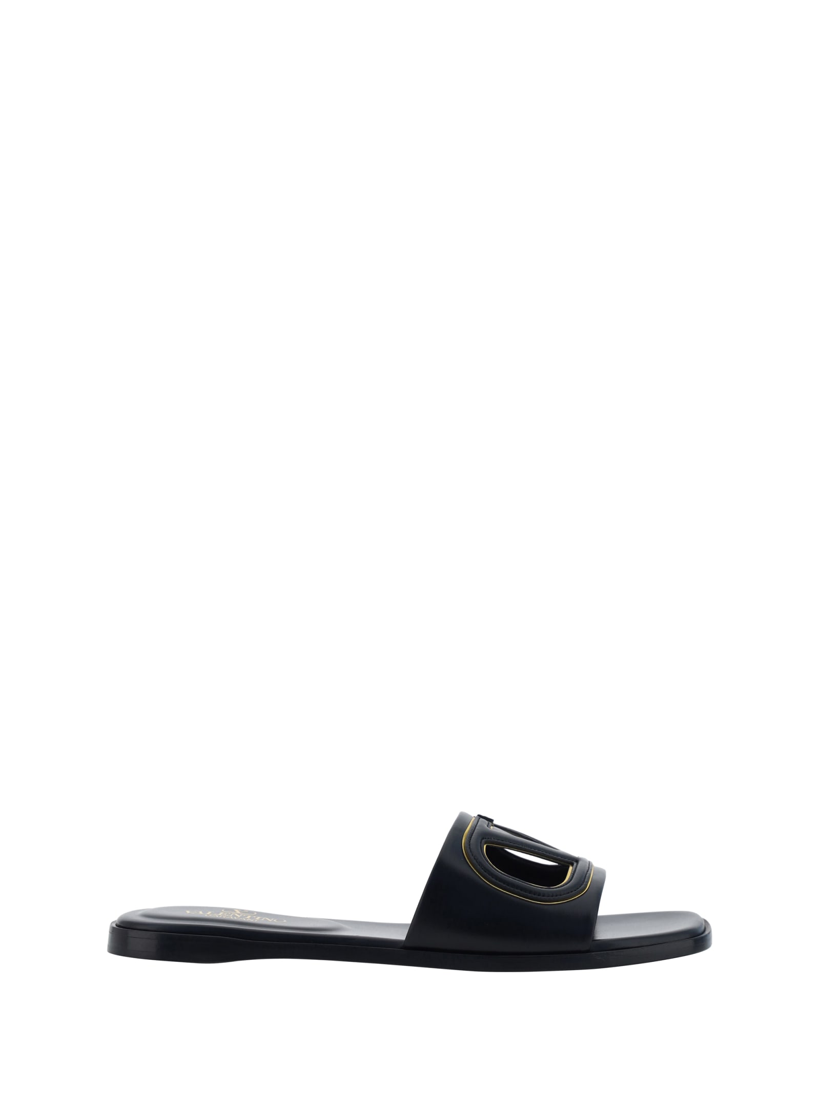 Valentino Vlogo Cutout Leather Sandal In Black
