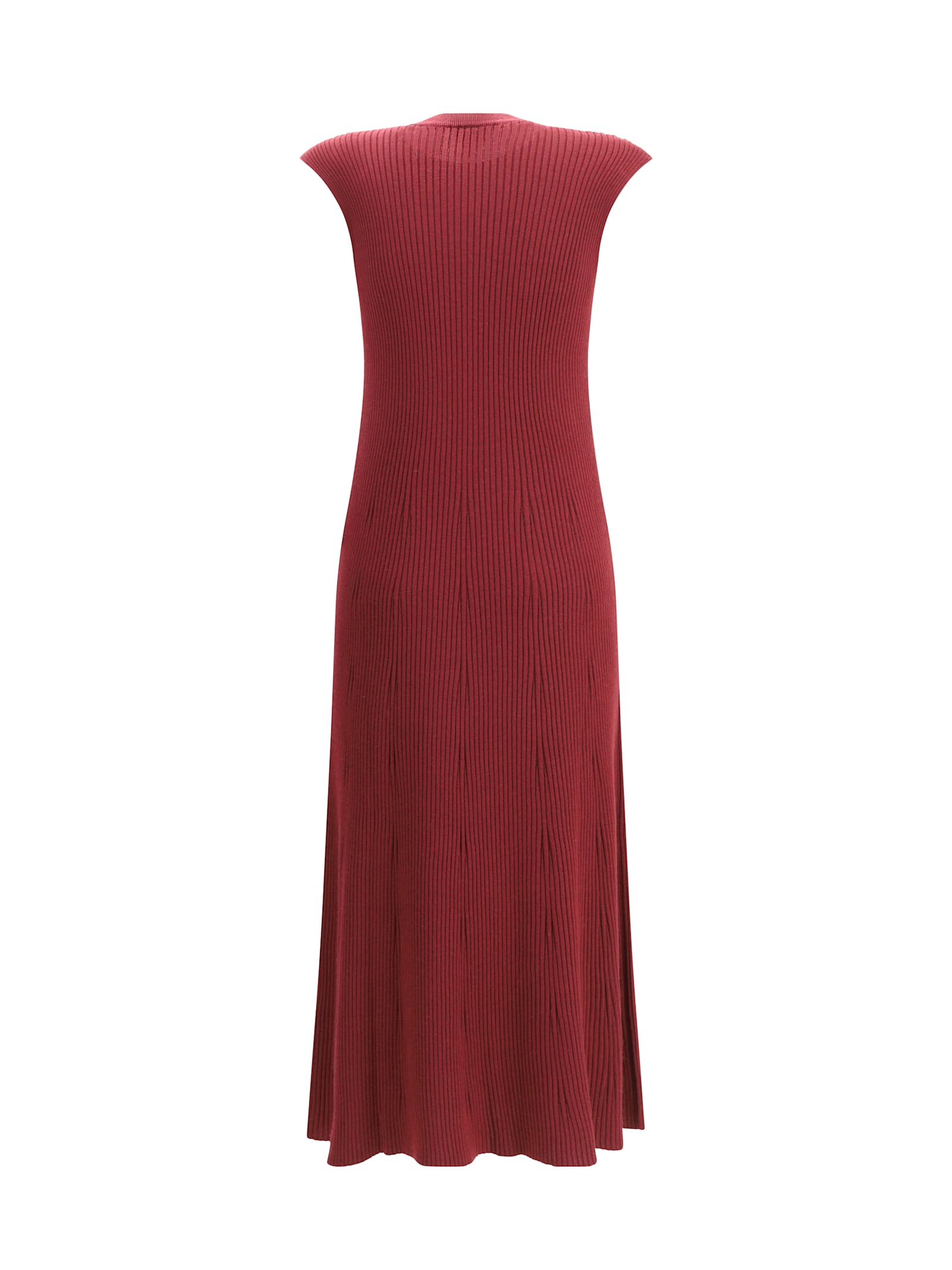 Sa Su Phi Ribbed Cashmere Silk Sleeveless Long Dress In Red