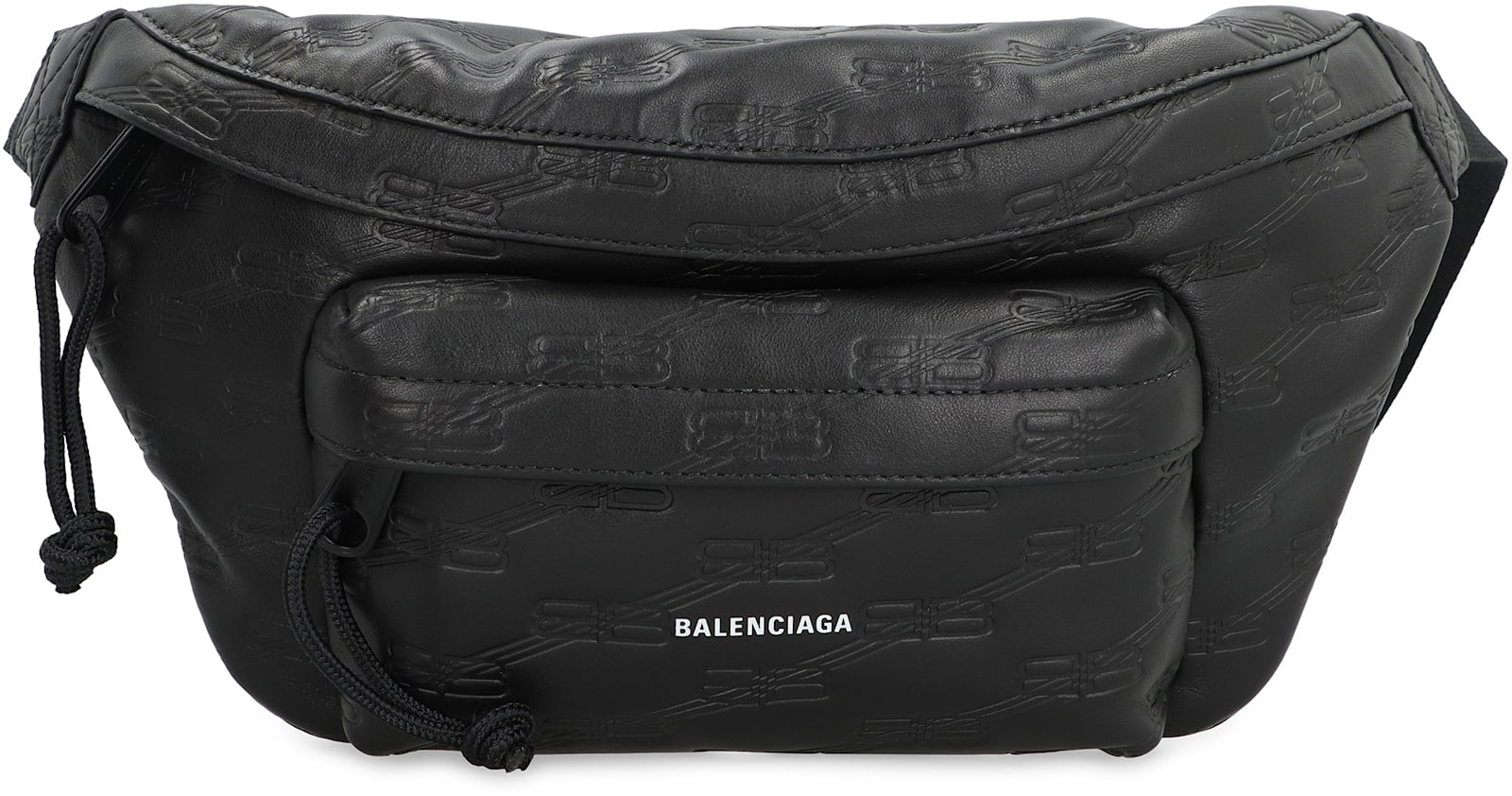 Shop Balenciaga Signature Leather Belt Bag In Black