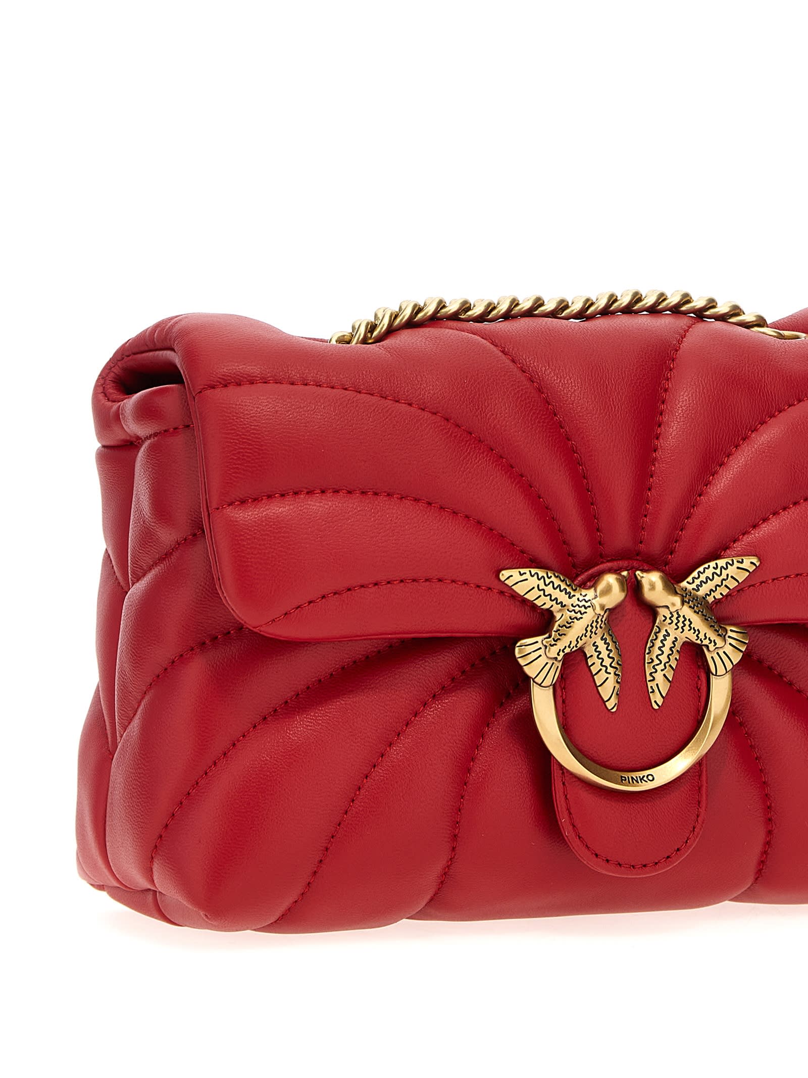 Shop Pinko Love Puff Mini Crossbody Bag In Red