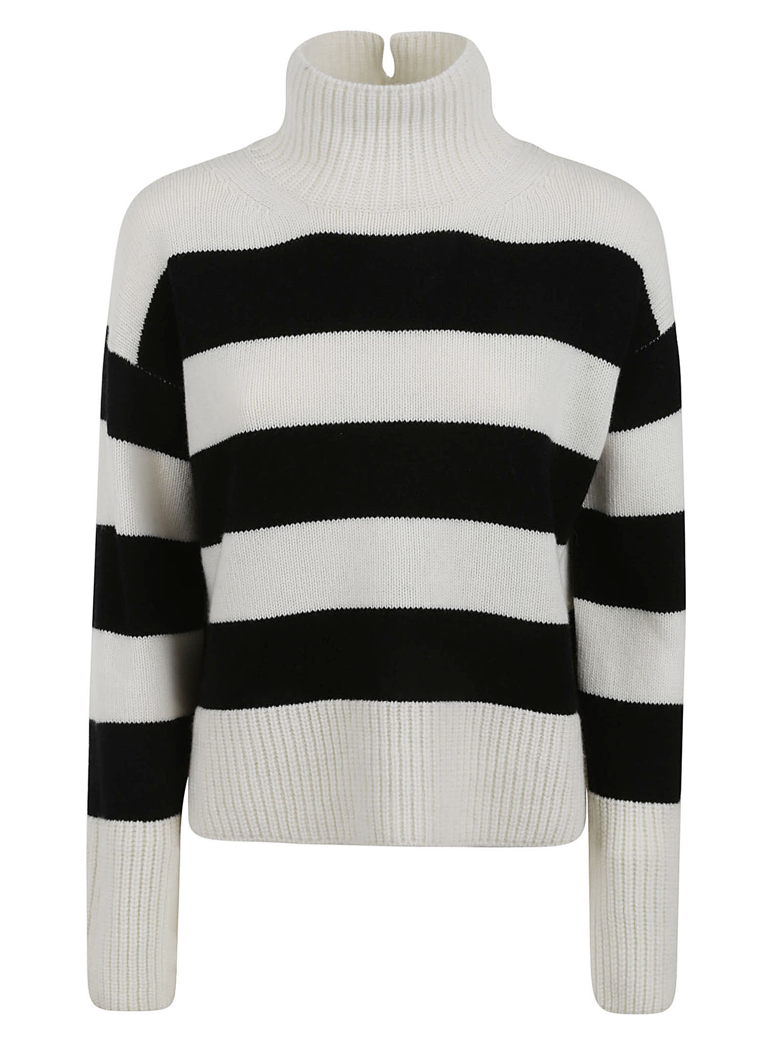High-neck Stripe Knit Sweater