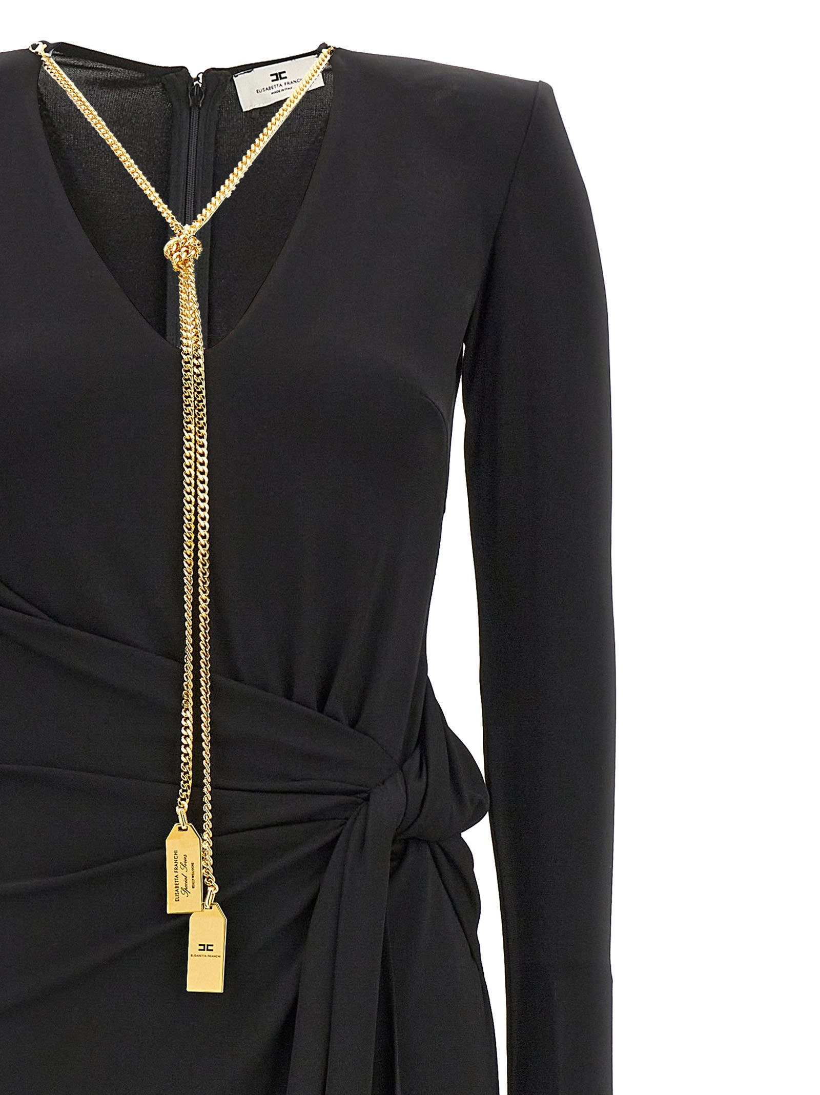 Shop Elisabetta Franchi Chain Dress In Black