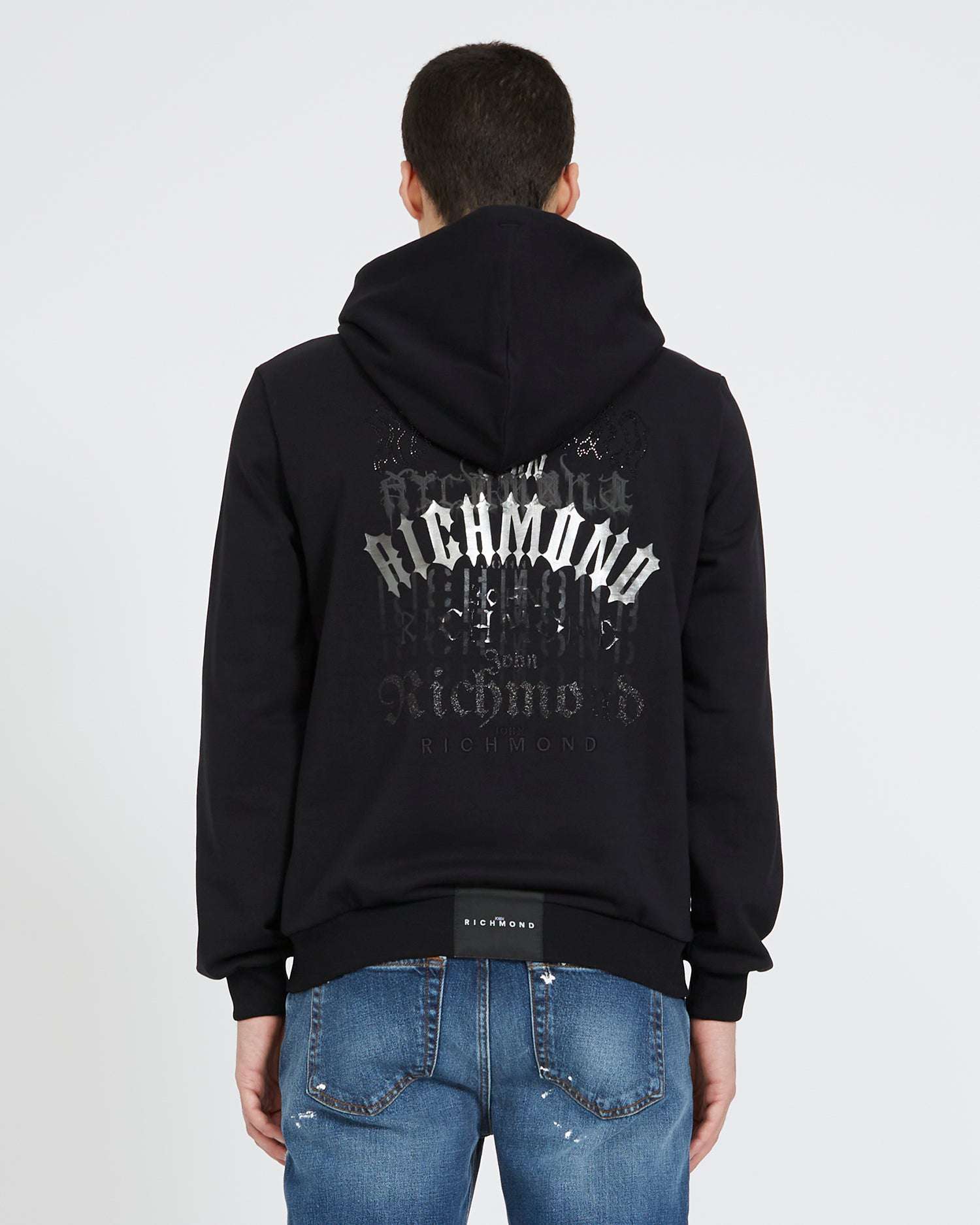 Shop John Richmond Hoodie With Back Print In Nero