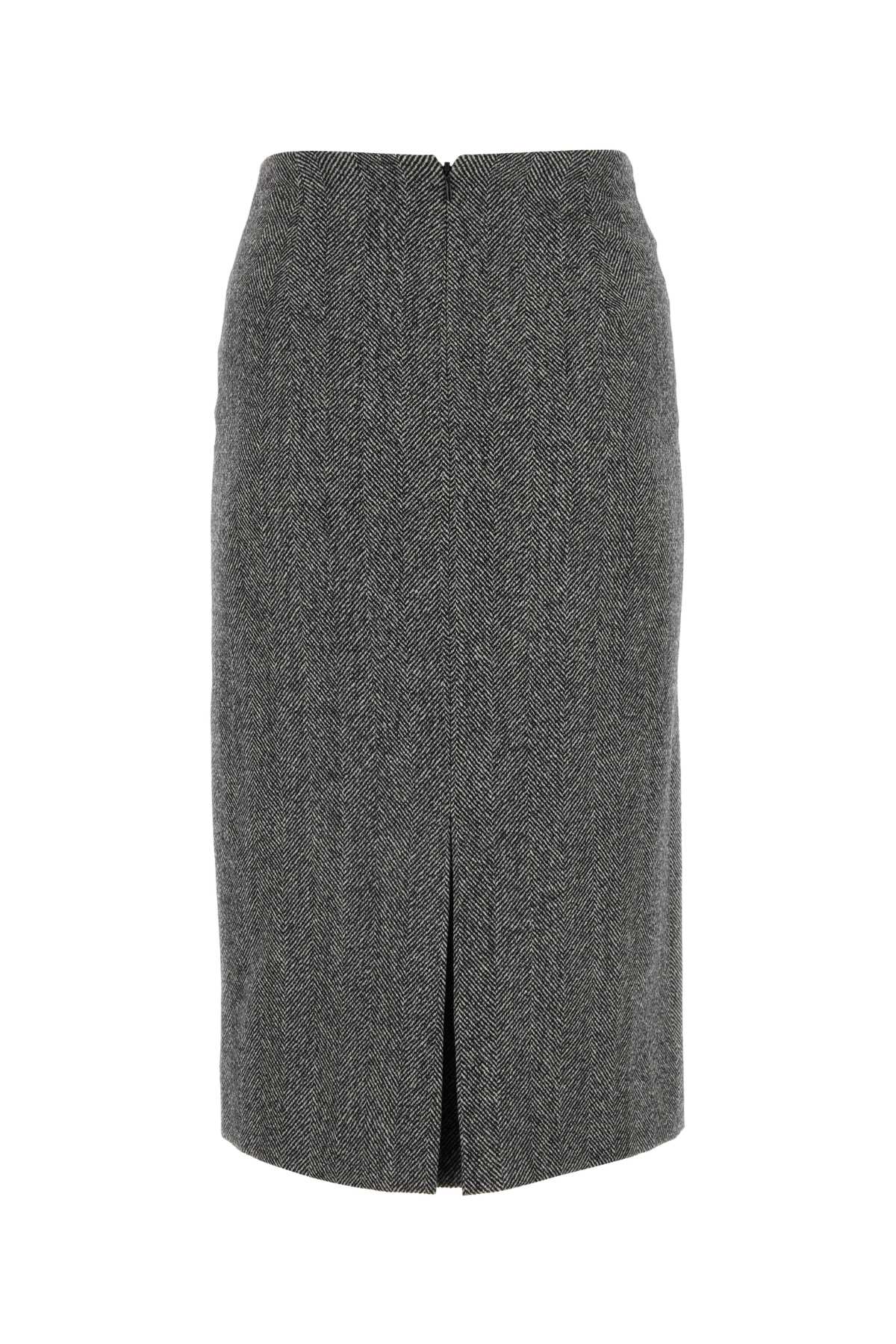 Shop Ermanno Scervino Embroidered Stretch Wool Blend Skirt In Spigatobn