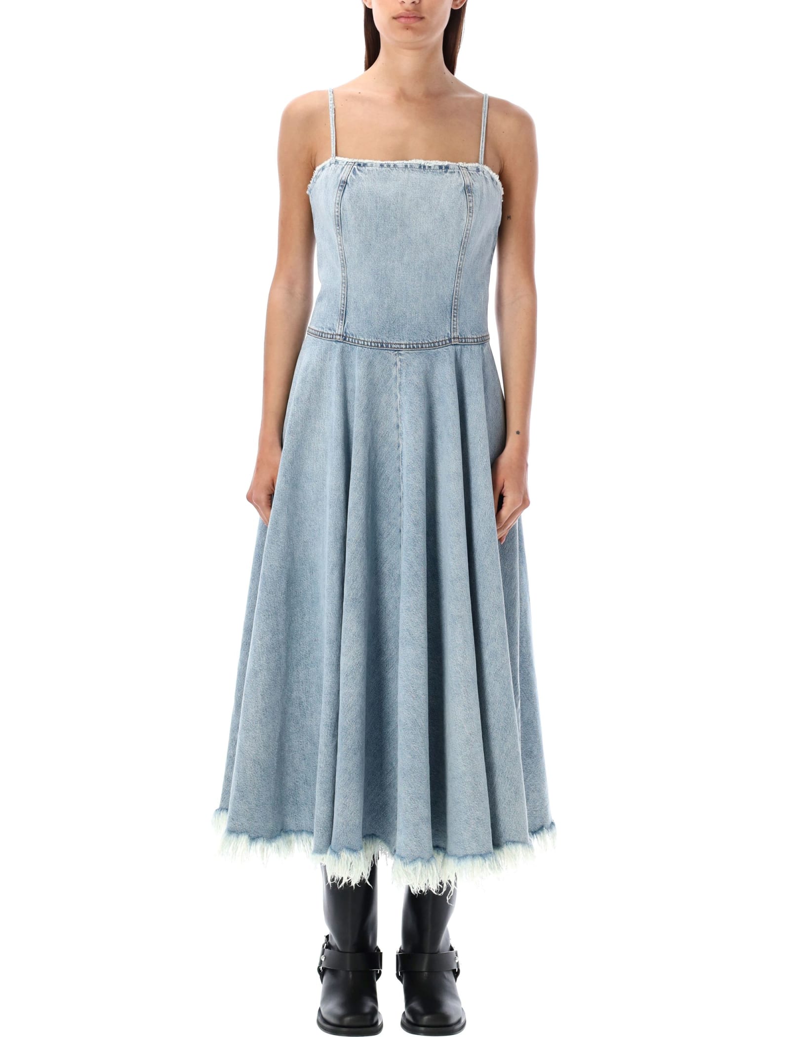 Shop Haikure Dottie Denim Dress In Stromboli Blue
