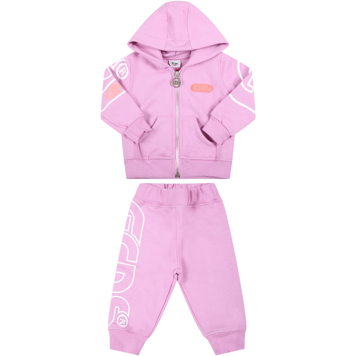 GCDS Mini Lilac Tracksuit For Baby Girl With Logo
