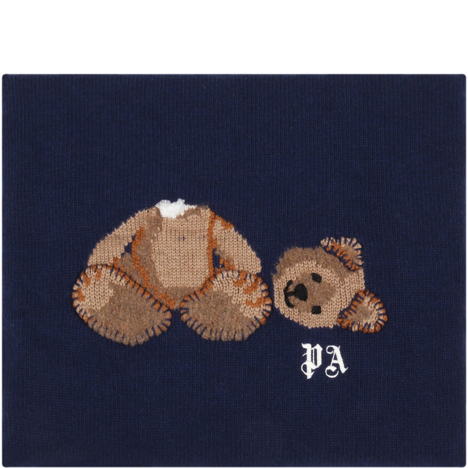 Palm Angels Blue Blanket For Baby Kids With Bear
