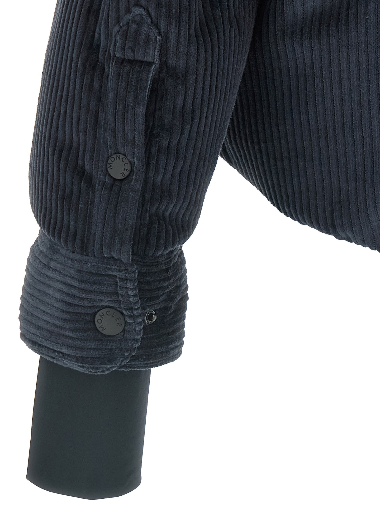 Moncler Elgon Corduroy Down Ski Jacket In Blue