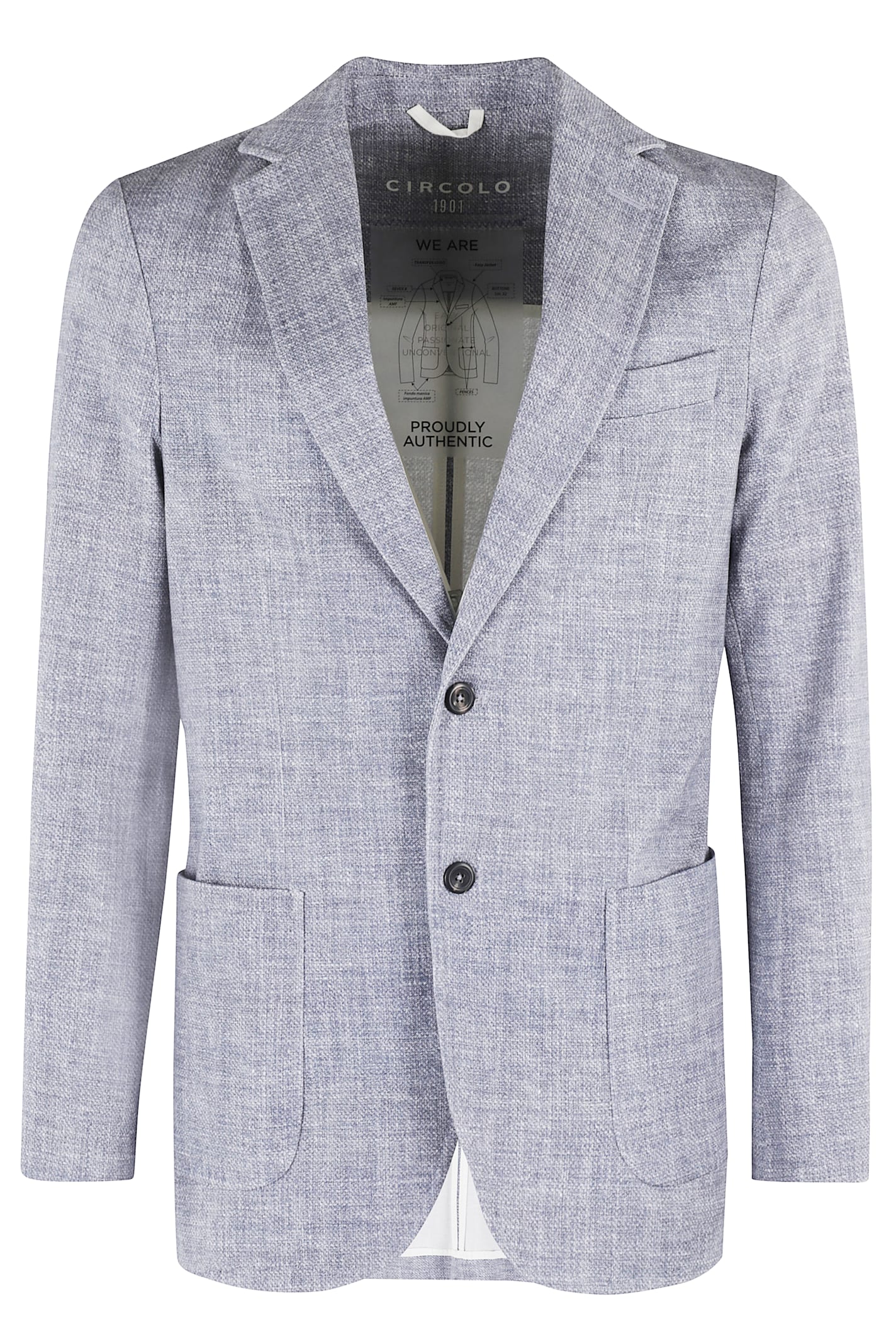 Circolo 1901 Jersey Piquet Textured Jacket With Notch Lapel In Dublu Blu