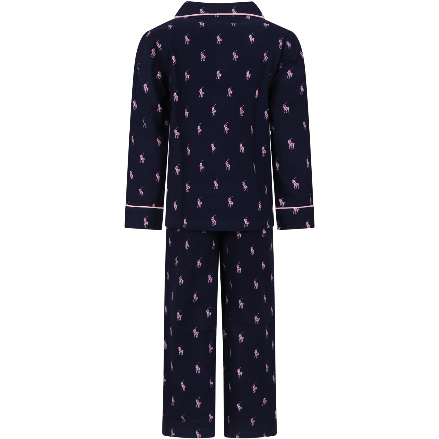 Shop Ralph Lauren Blue Pajamas For Girl With Iconic Pony