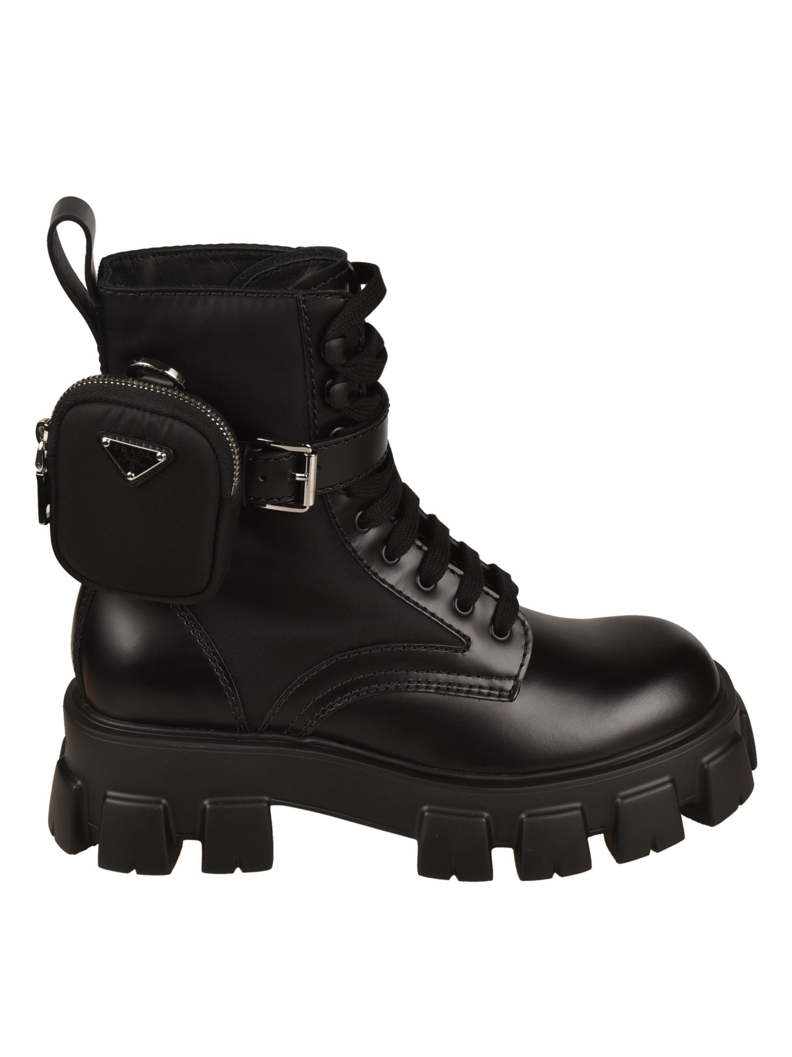Prada Strapped Pouch Combat Boots