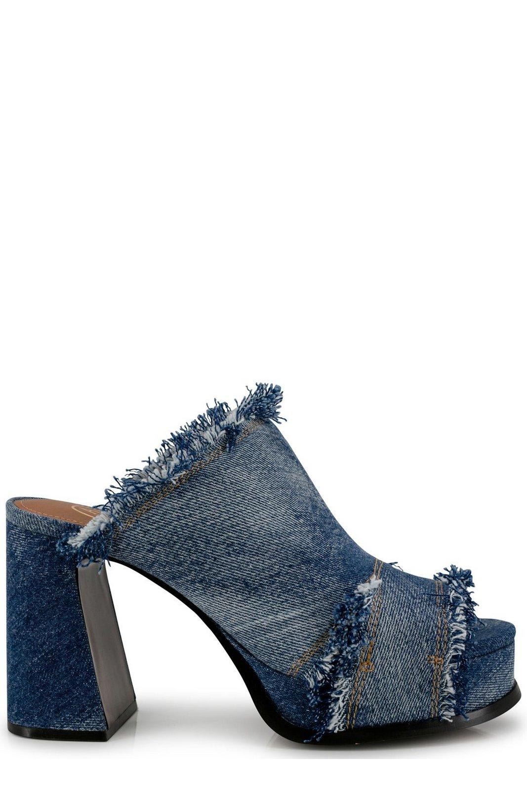 Frayed Detailed Denim Sandals