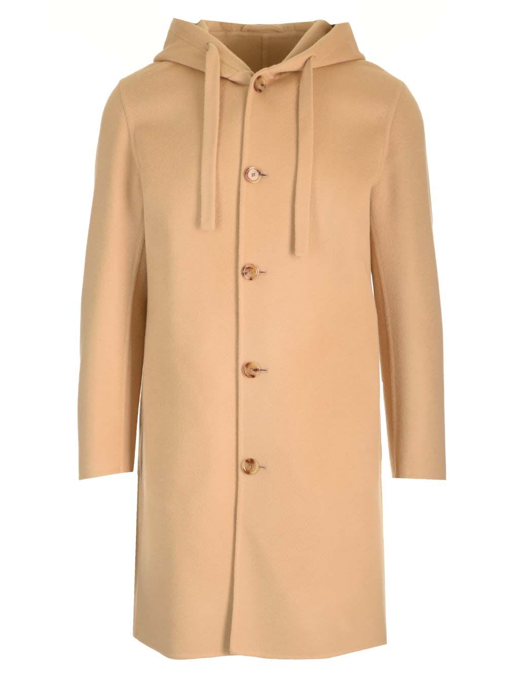 Shop Lardini Hooded Coat In Beige