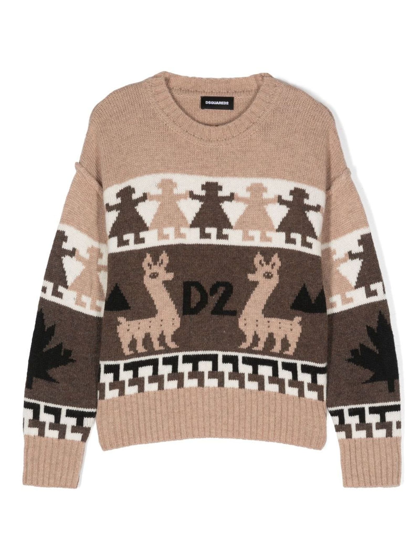 DSQUARED2 BROWN WOOL JUMPER