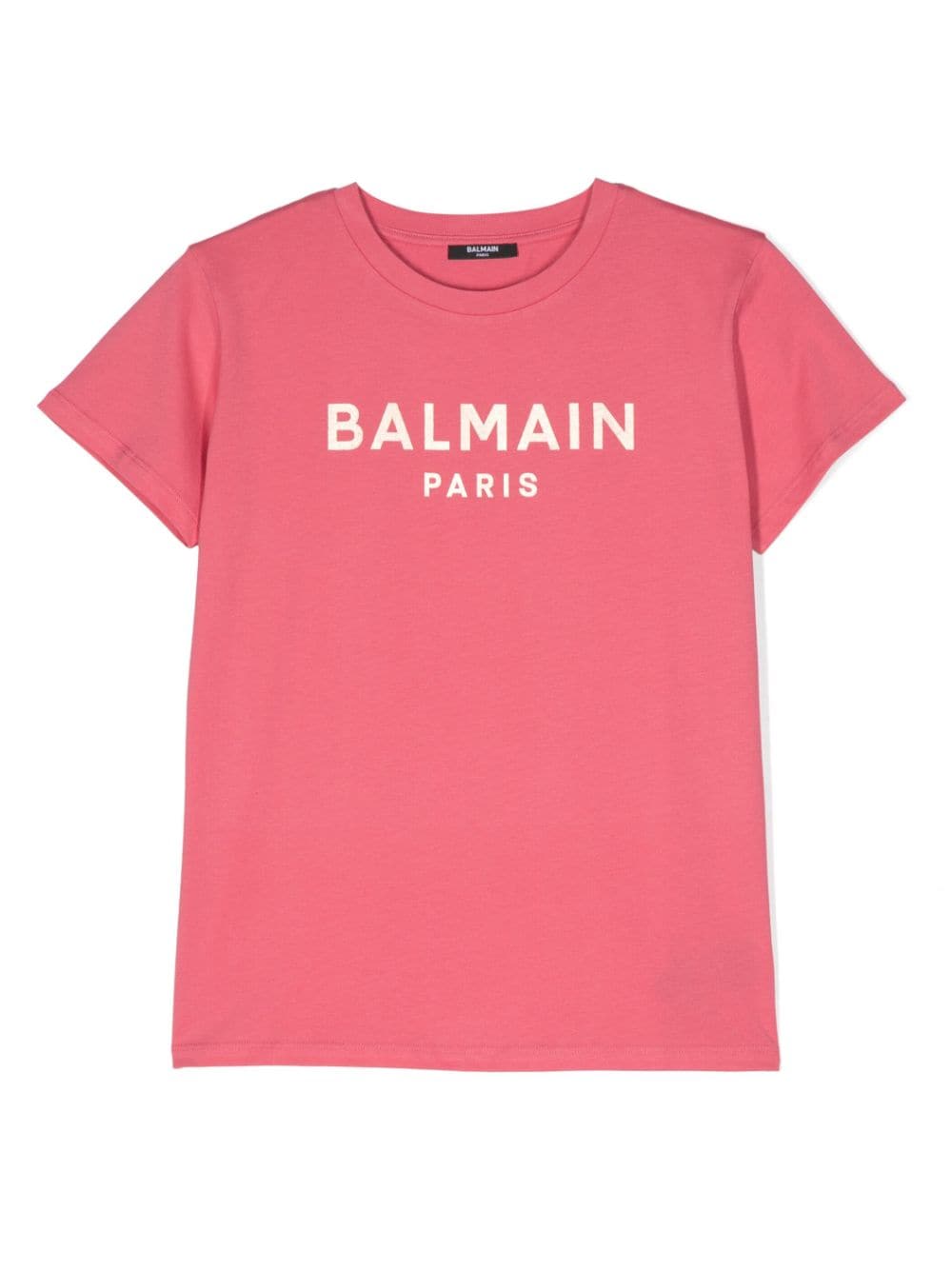 Shop Balmain T-shirt Fucsia In Jersey Di Cotone Bambina