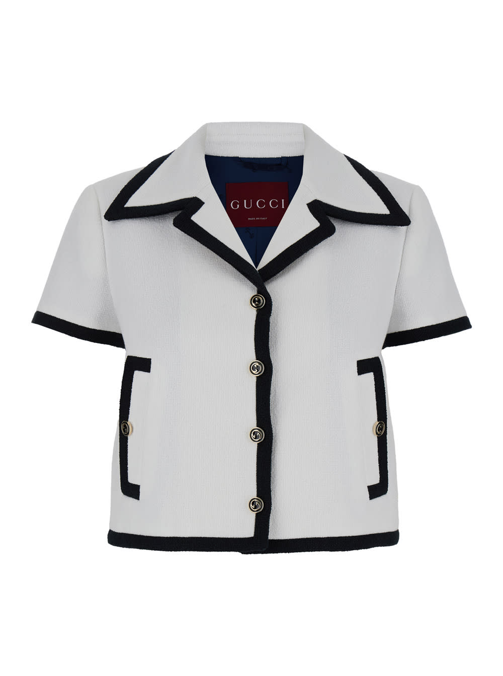 Gucci White Jacket With Short Sleeves In Tweed Woman