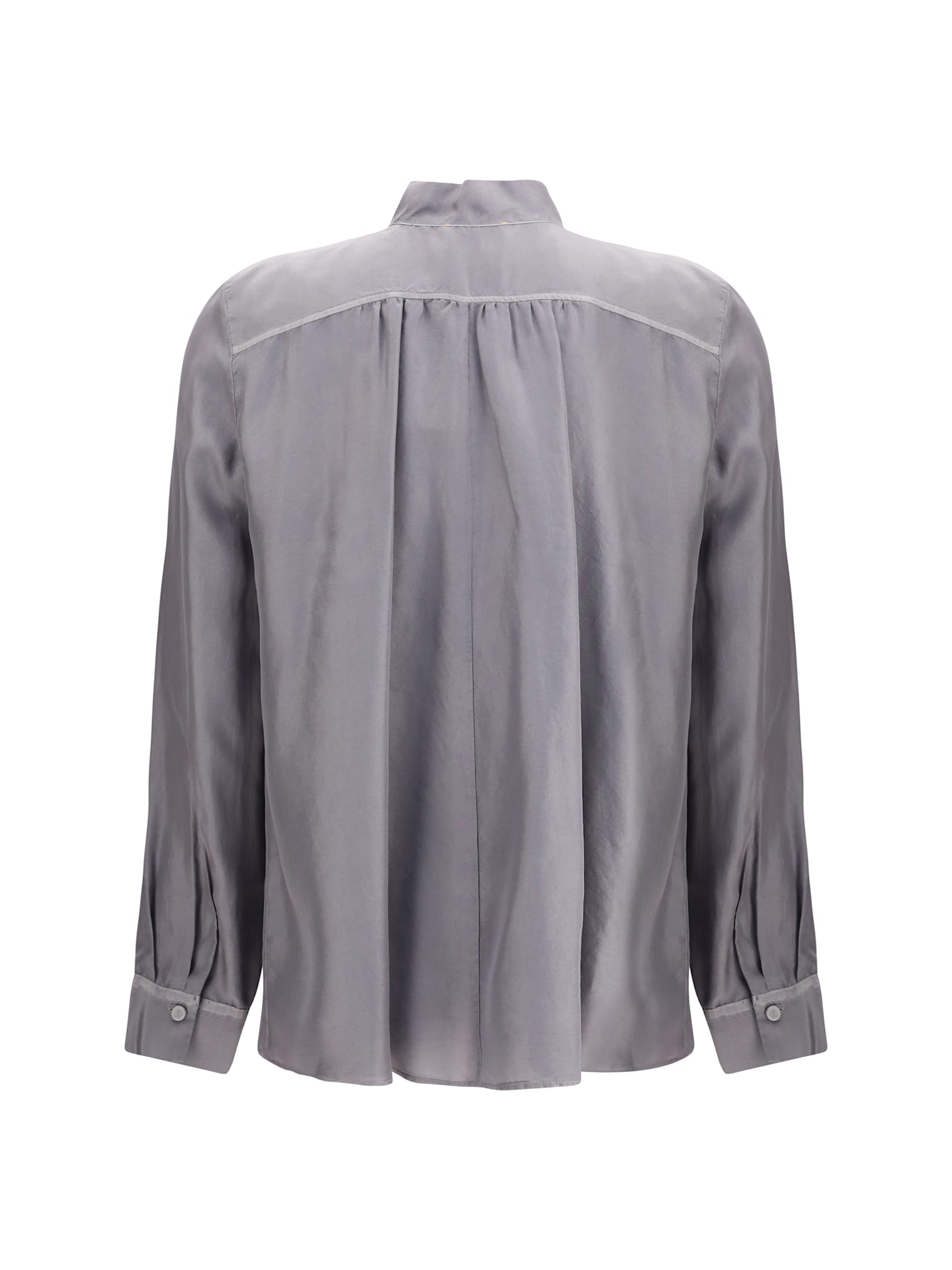Forte Forte Crater-collar Shirt In Habotai Silk In Gray