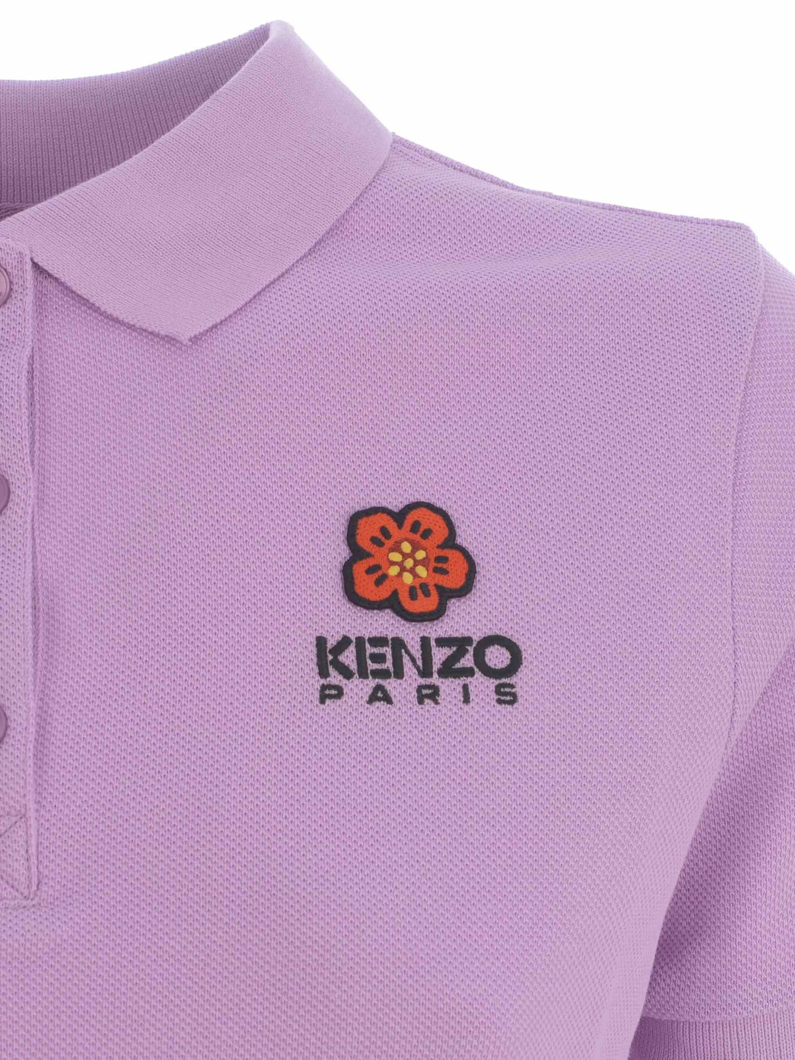Shop Kenzo Polo Shirt  In Cotton In Glicine