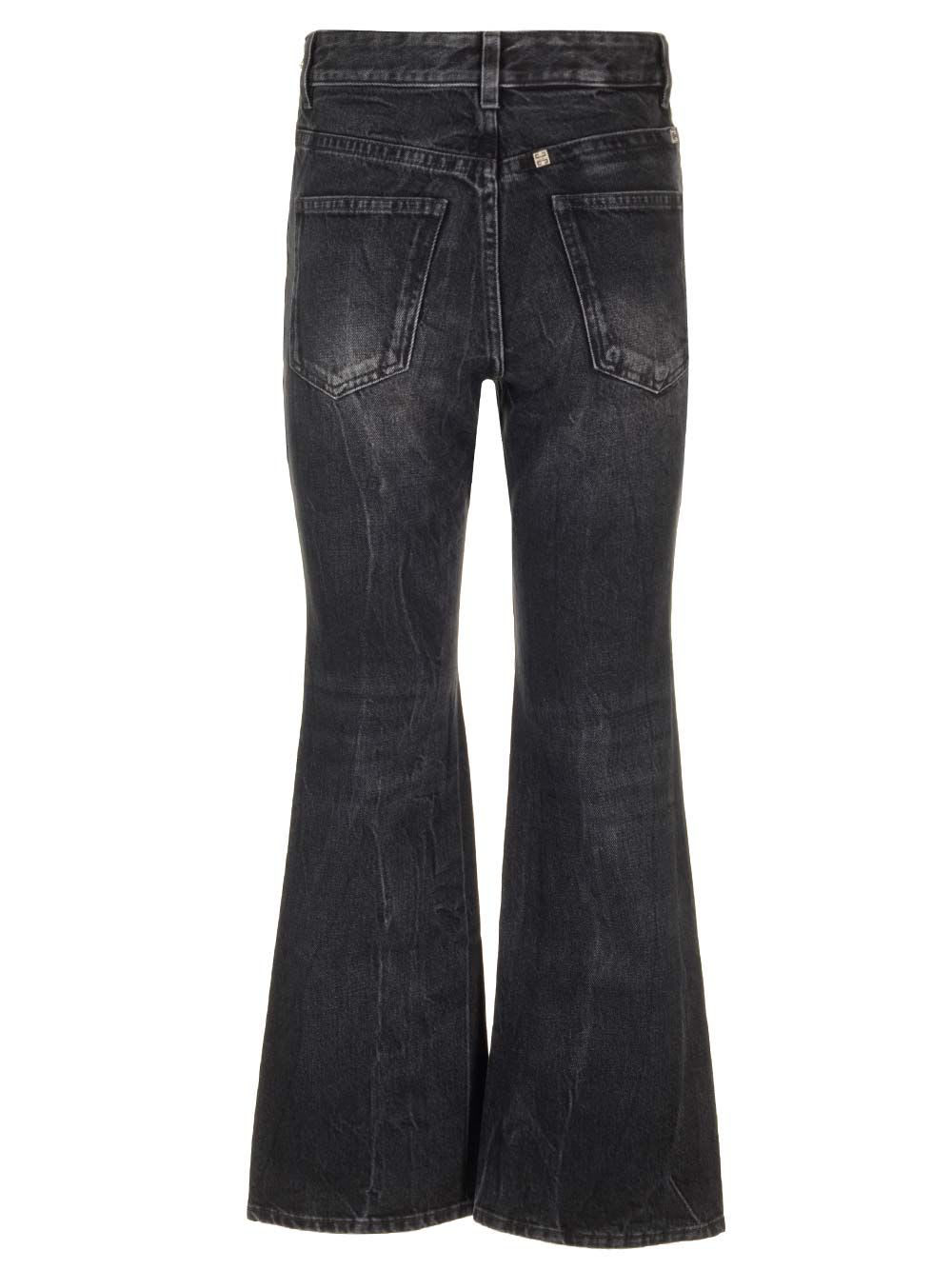 Shop Givenchy Boot Cut Cropped Jeans In Black