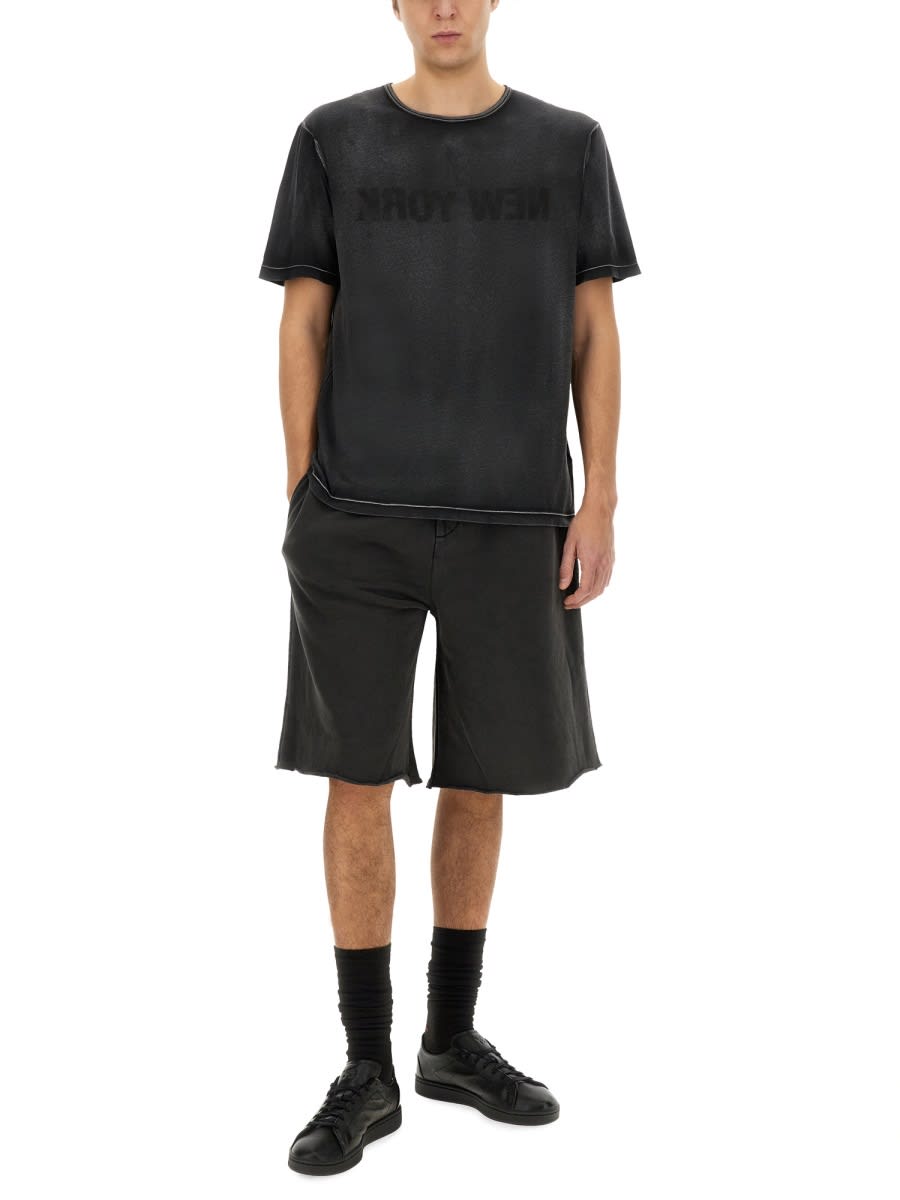 Helmut Lang Relaxed-fit Black Shorts With Flared Leg