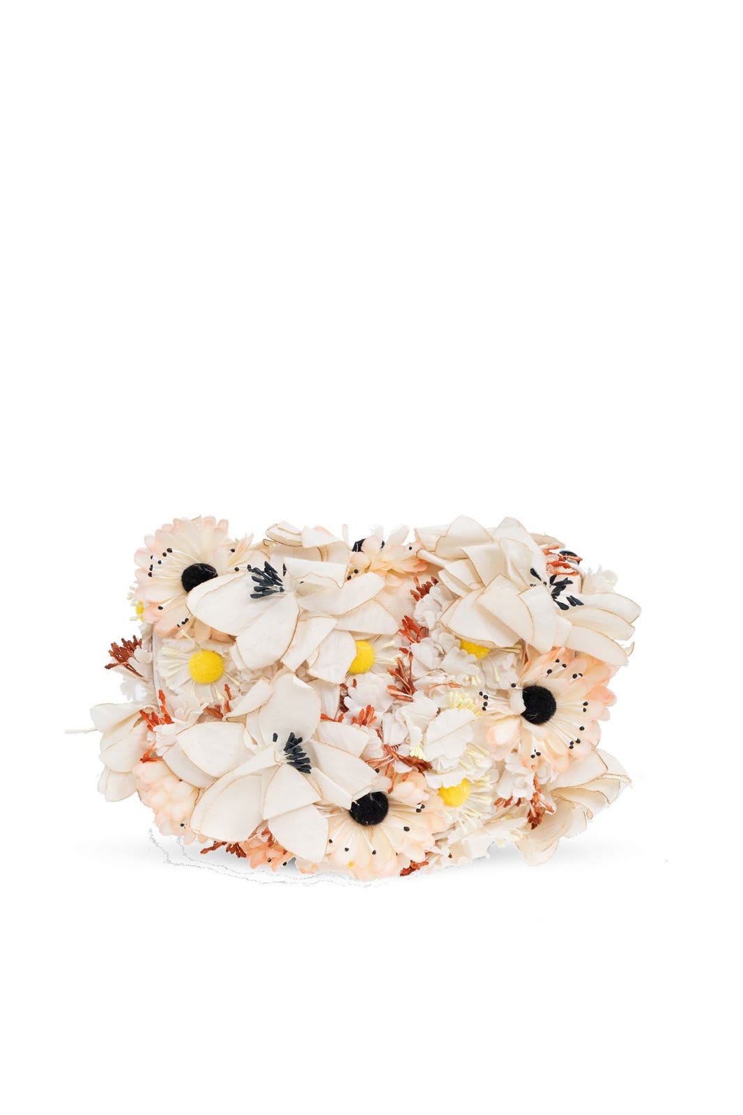 Shop Tory Burch Mini Fleming Soft Floral Embellished Crescent Bag In Multicolour