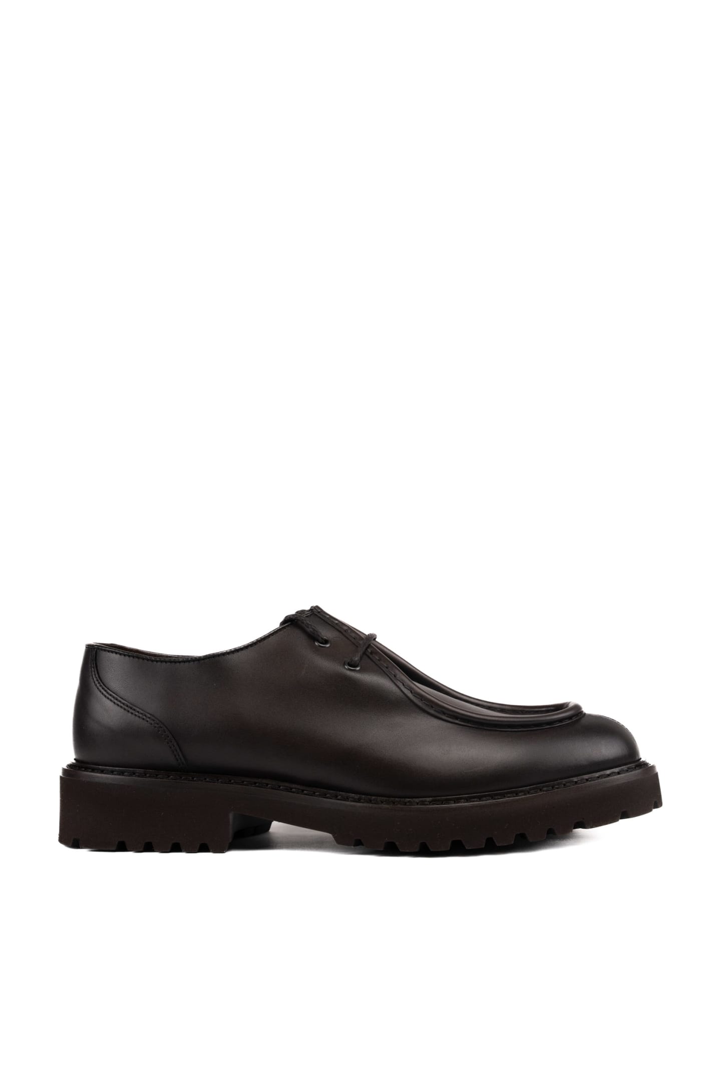 Shop Doucal's Leather Derby Moccasins In Shade T.moro+ F.do T.moro