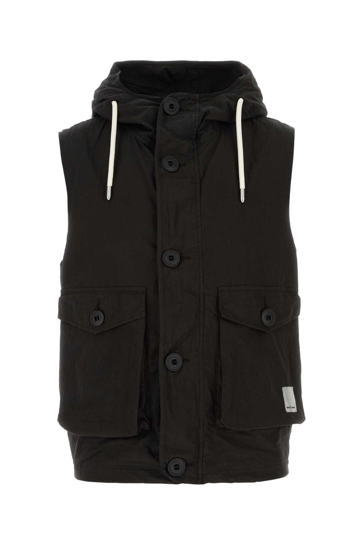 Shop Emporio Armani Black Cotton Blend Vest In 0999