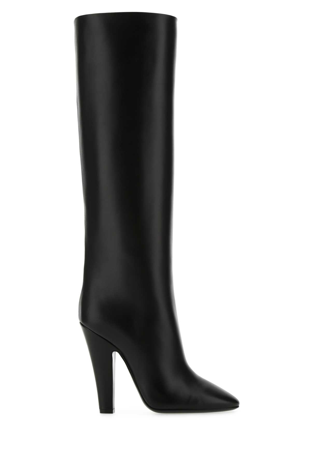 Shop Saint Laurent Black Nappa Leather 68 Tube Boots In 1000