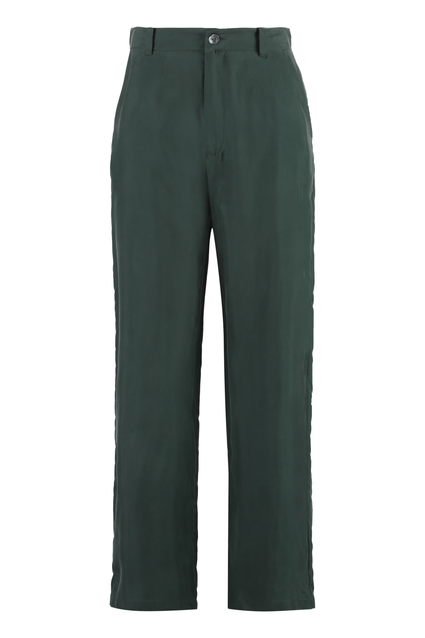 Shop P.a.r.o.s.h Silk Trousers In Green