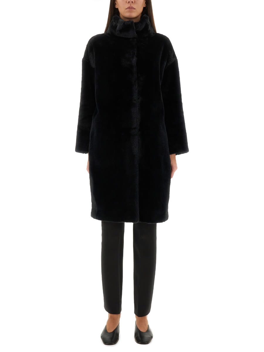Herno Eco Fur Coat In Black