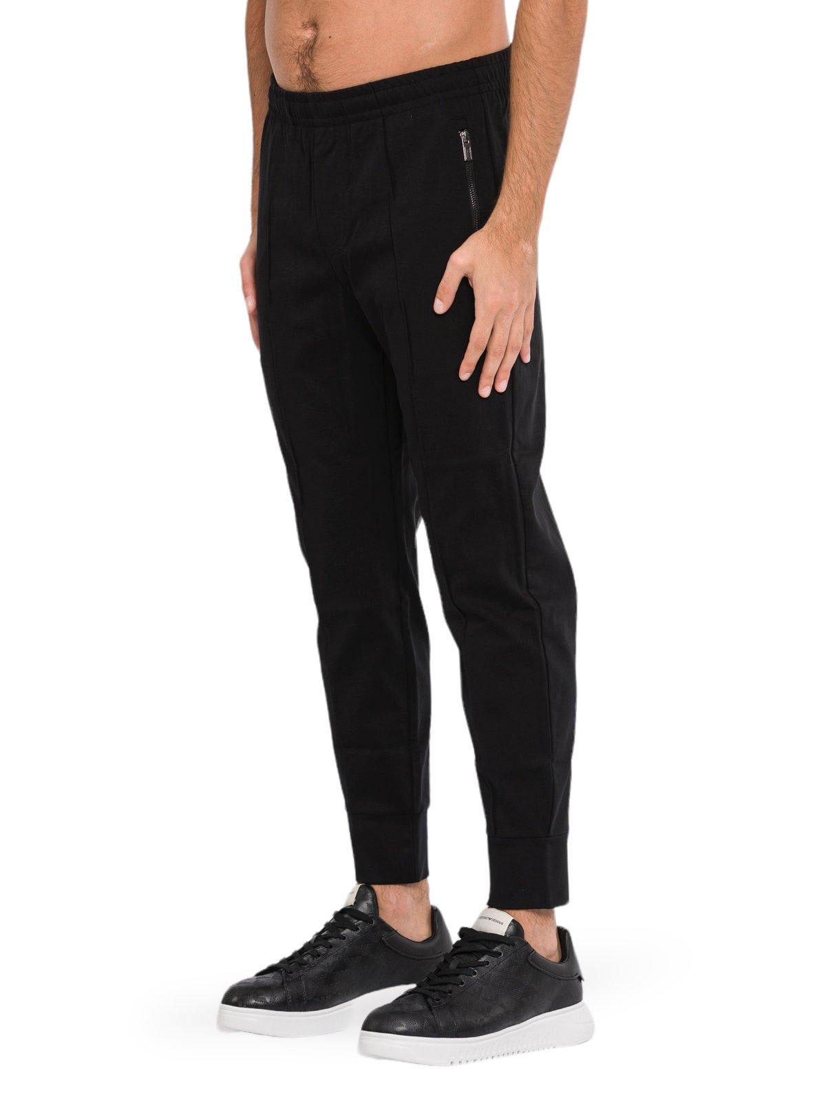 Shop Emporio Armani Mid-rise Slim-fit Track Pants In Black