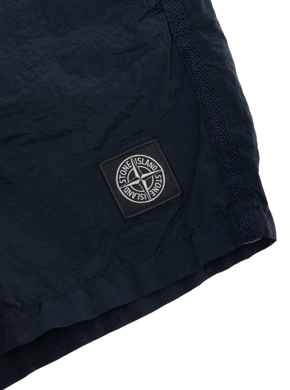 Stone Island Blue Shorts With Compass Logo Patch On The Leg In Tech Fabric Boy In Blu