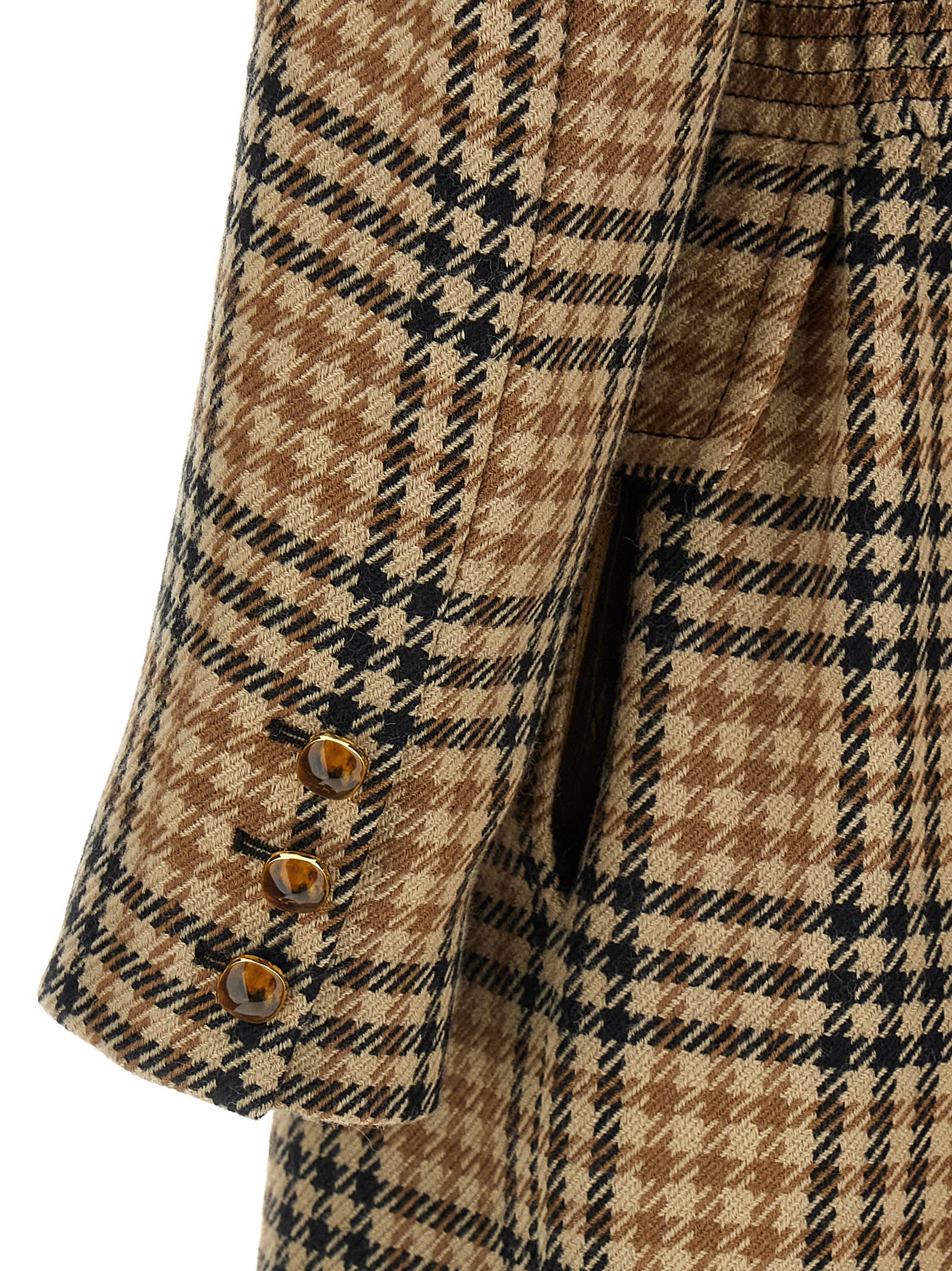 Valentino Garavani Houndstooth Wool Coat Coats And Trench Coats Brown In Brown