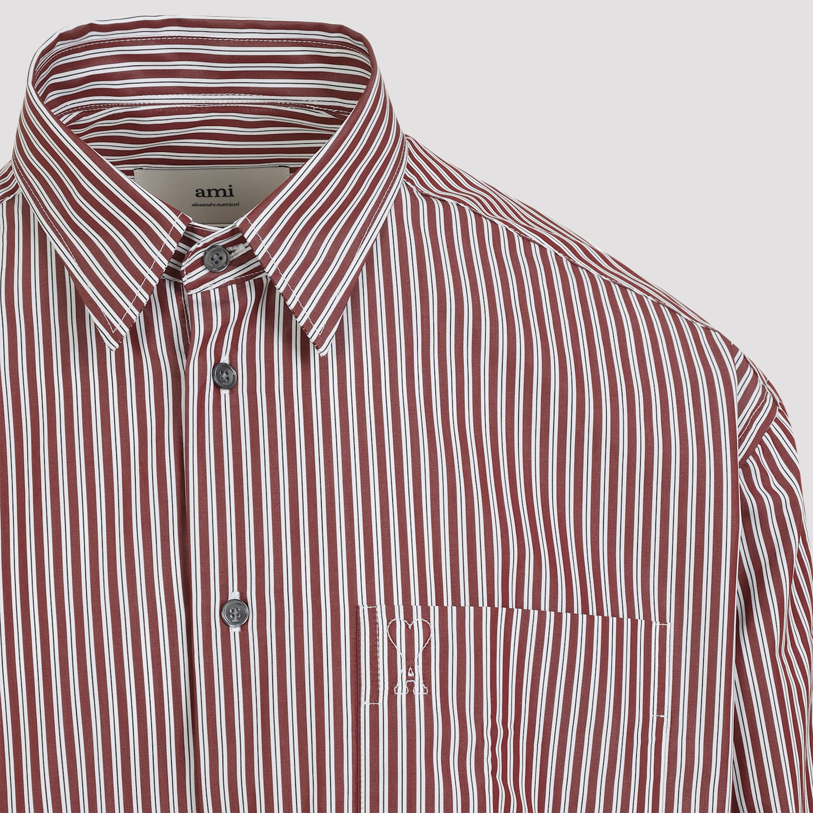 Ami Alexandre Mattiussi Ami Paris Embossed Adc Boxy Shirt In Burgundy