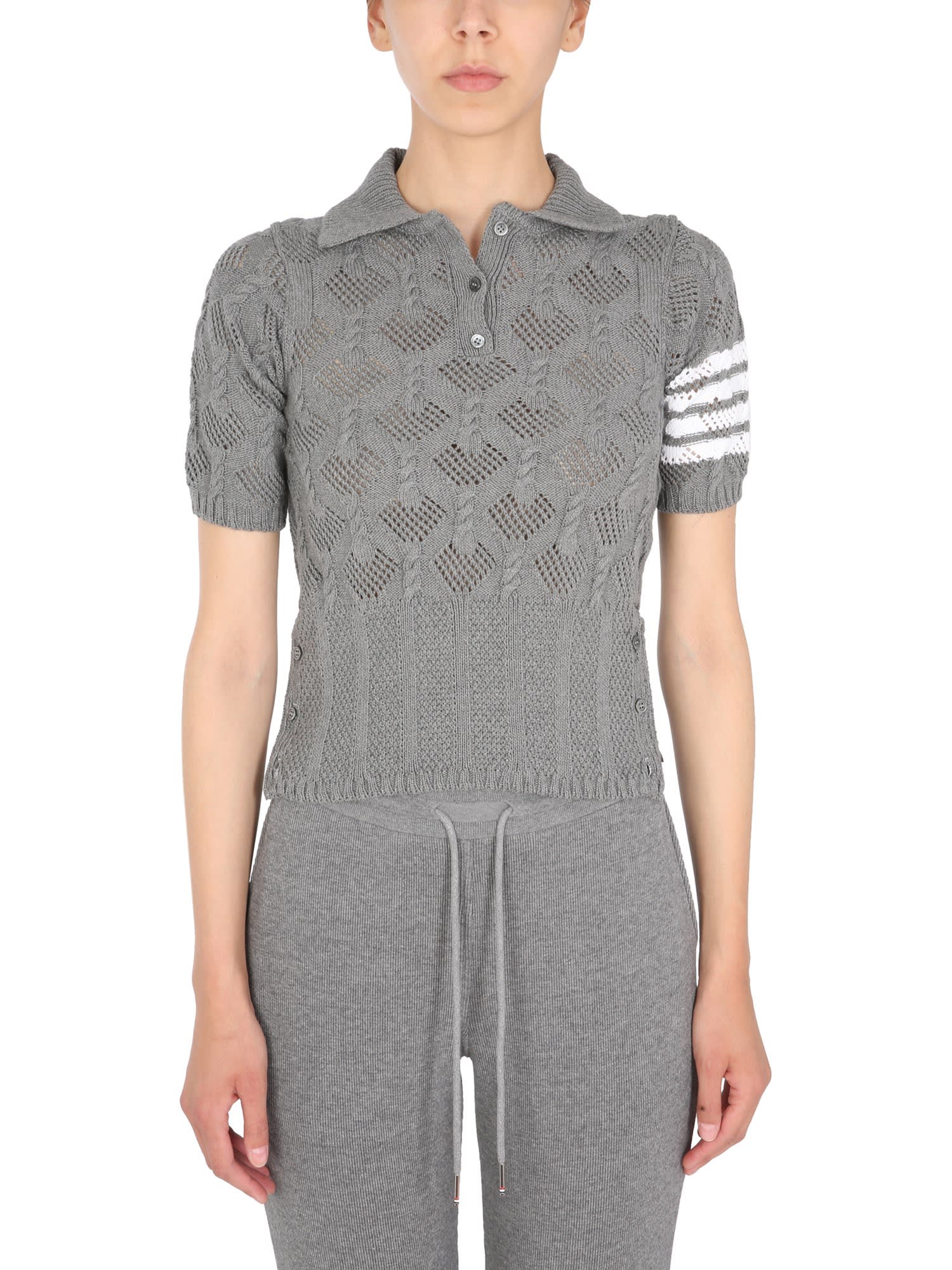 THOM BROWNE KNITTED POLO,11904300